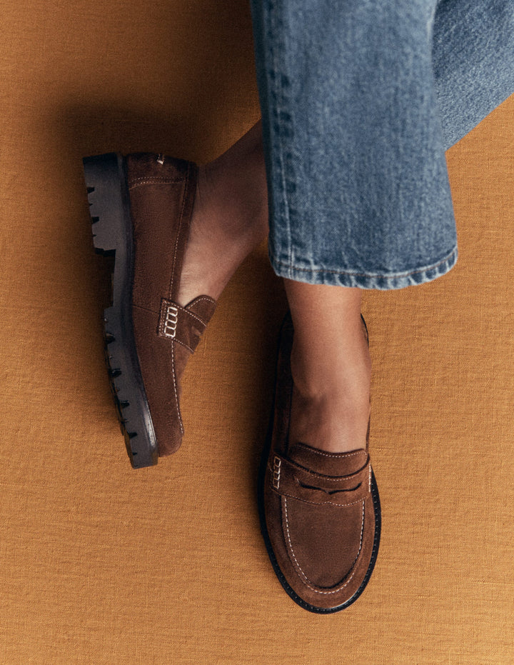 Chunky Cleated Sole Loafers-Raw Umber