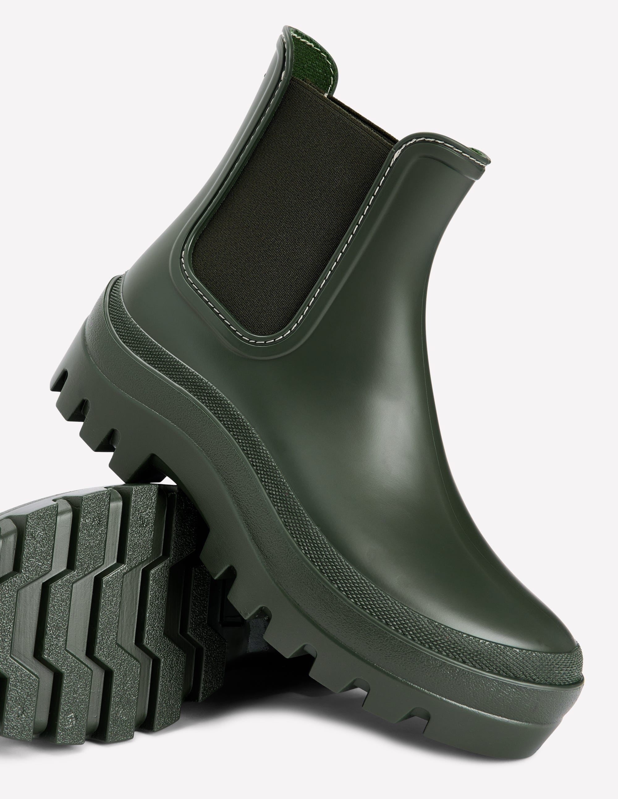 Chunky Chelsea Wellie Boots-Khaki - Image 4