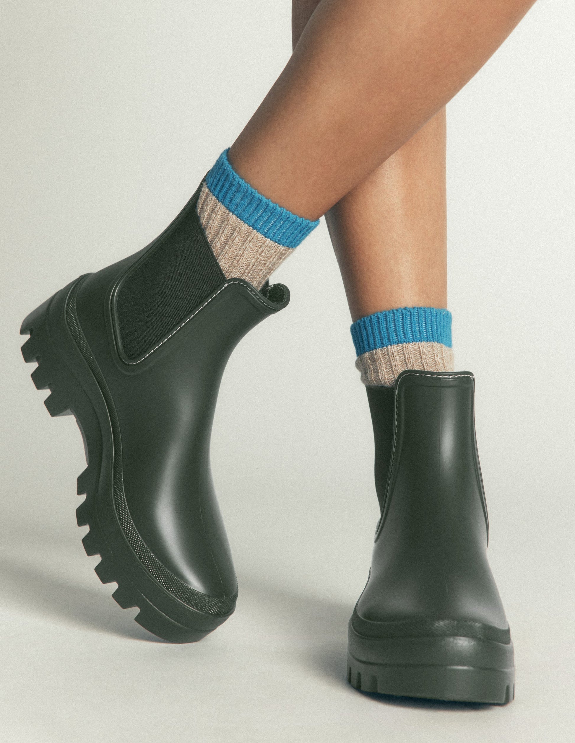 Chunky Chelsea Wellie Boots-Khaki-2