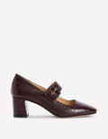 Buckle Strap Block Heels-Oxblood