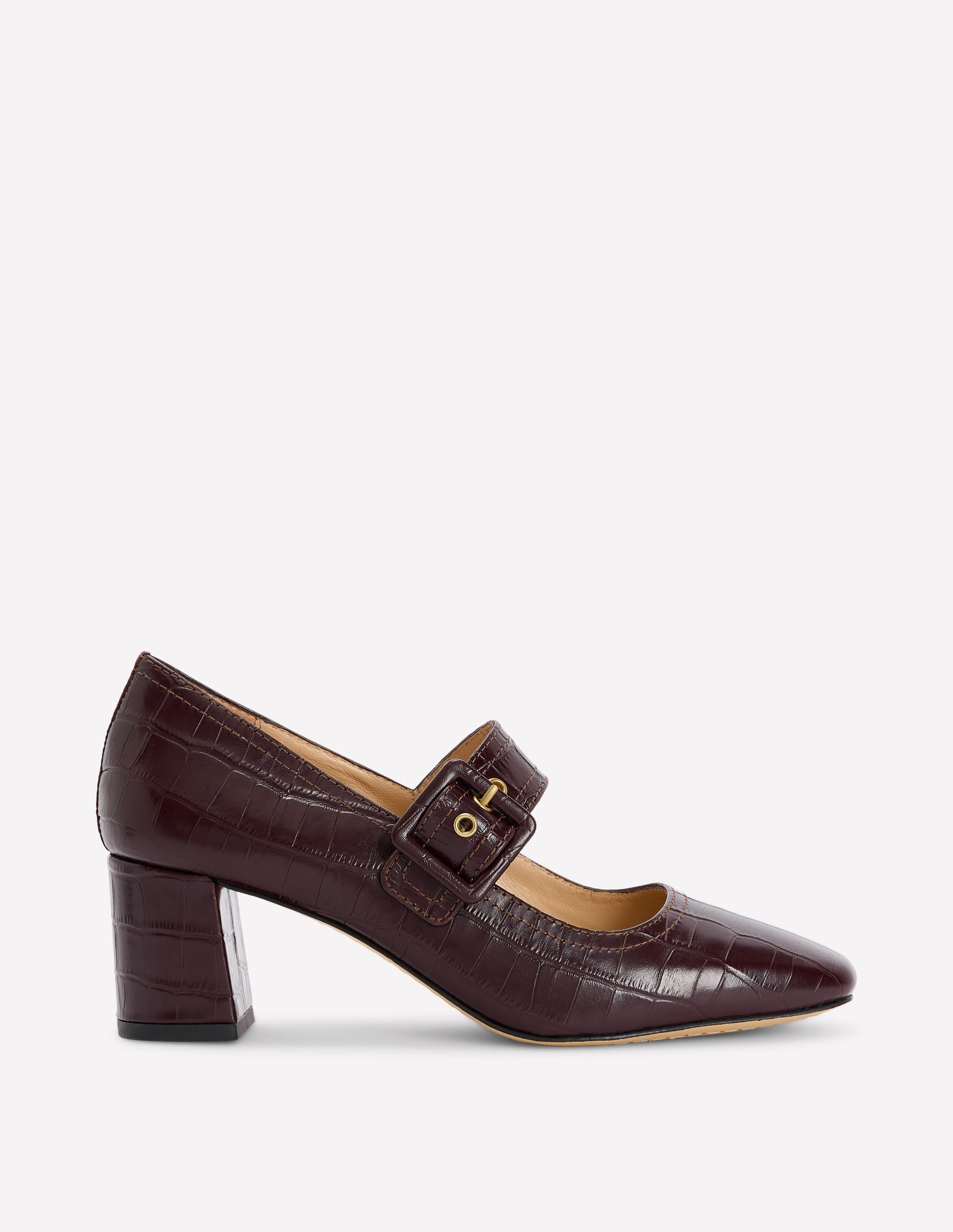 Buckle Strap Block Heels-Oxblood - Image 1
