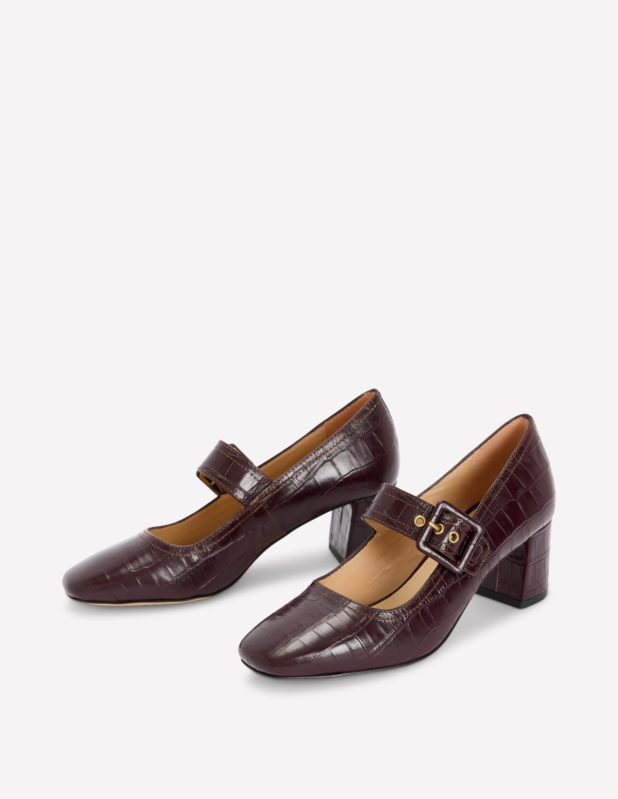 Buckle Strap Block Heels-Oxblood - Image 3
