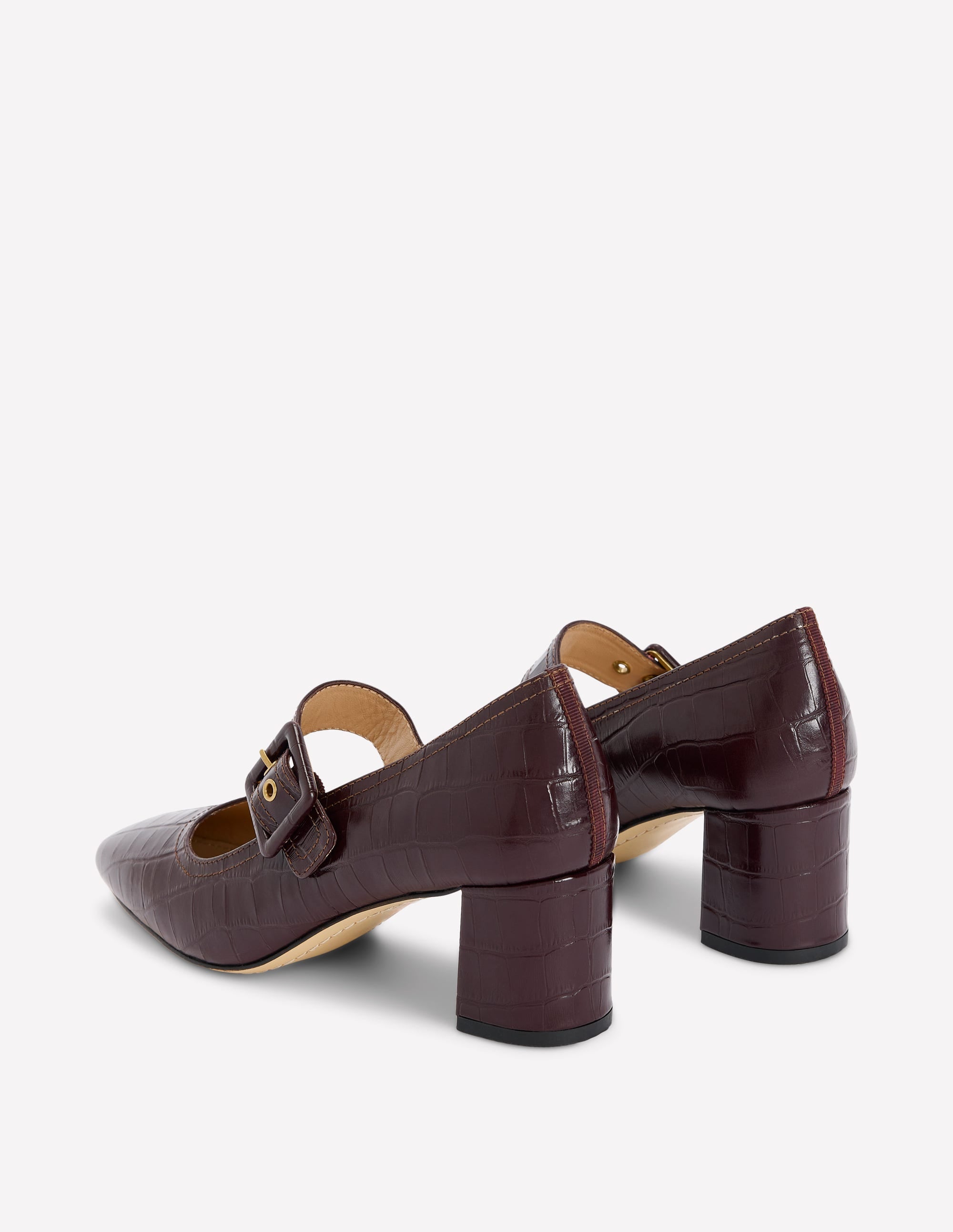 Buckle Strap Block Heels-Oxblood - Image 5