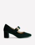 Buckle Strap Block Heels-Scarab Green