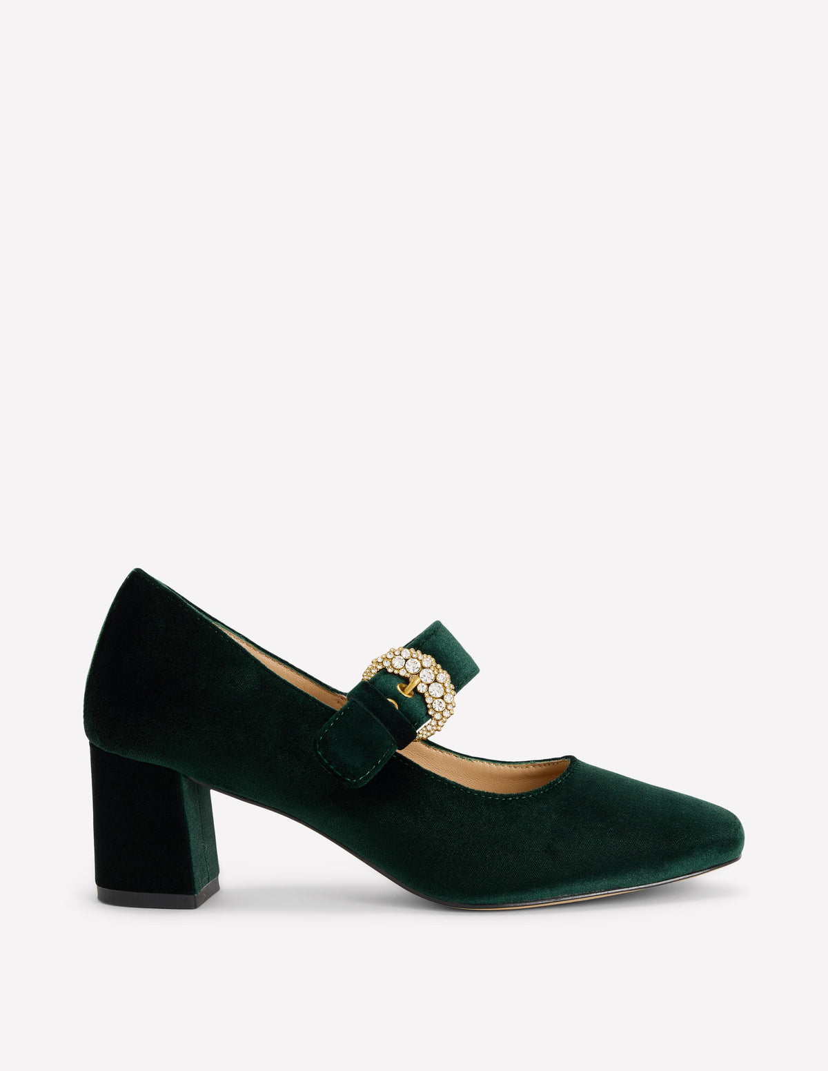 Buckle Strap Block Heels-Scarab Green - Image 1