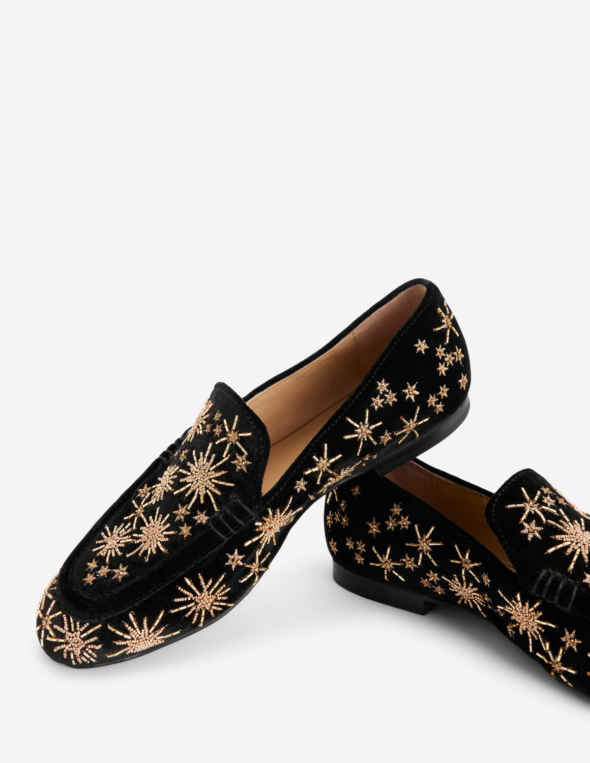 Dinah Embellished Loafers-Black, Gold Stars - Image 4