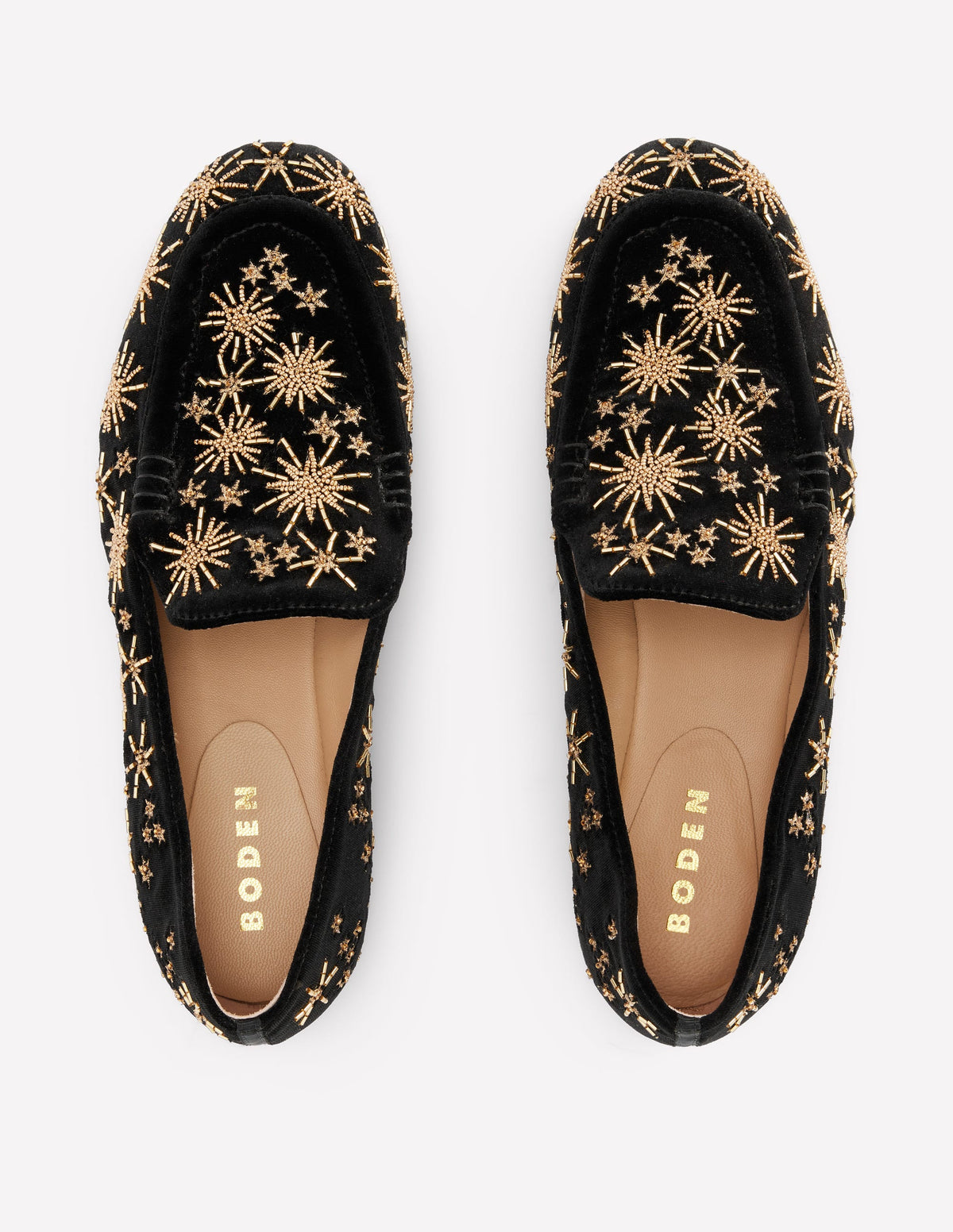 Dinah Embellished Loafers-Black, Gold Stars - Image 5