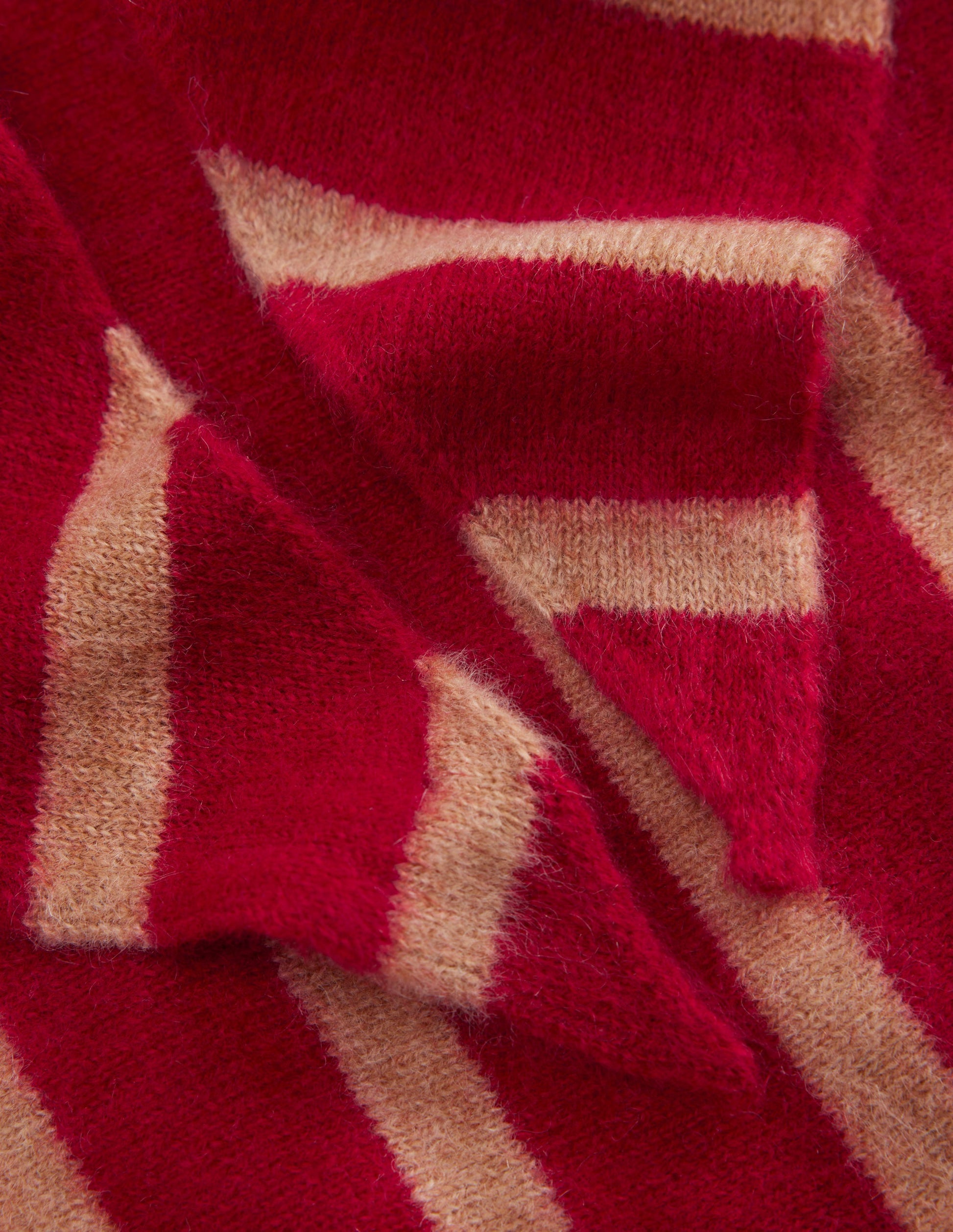 Cashmere Neckerchief-Poppy Red/ Camel Stripe-4