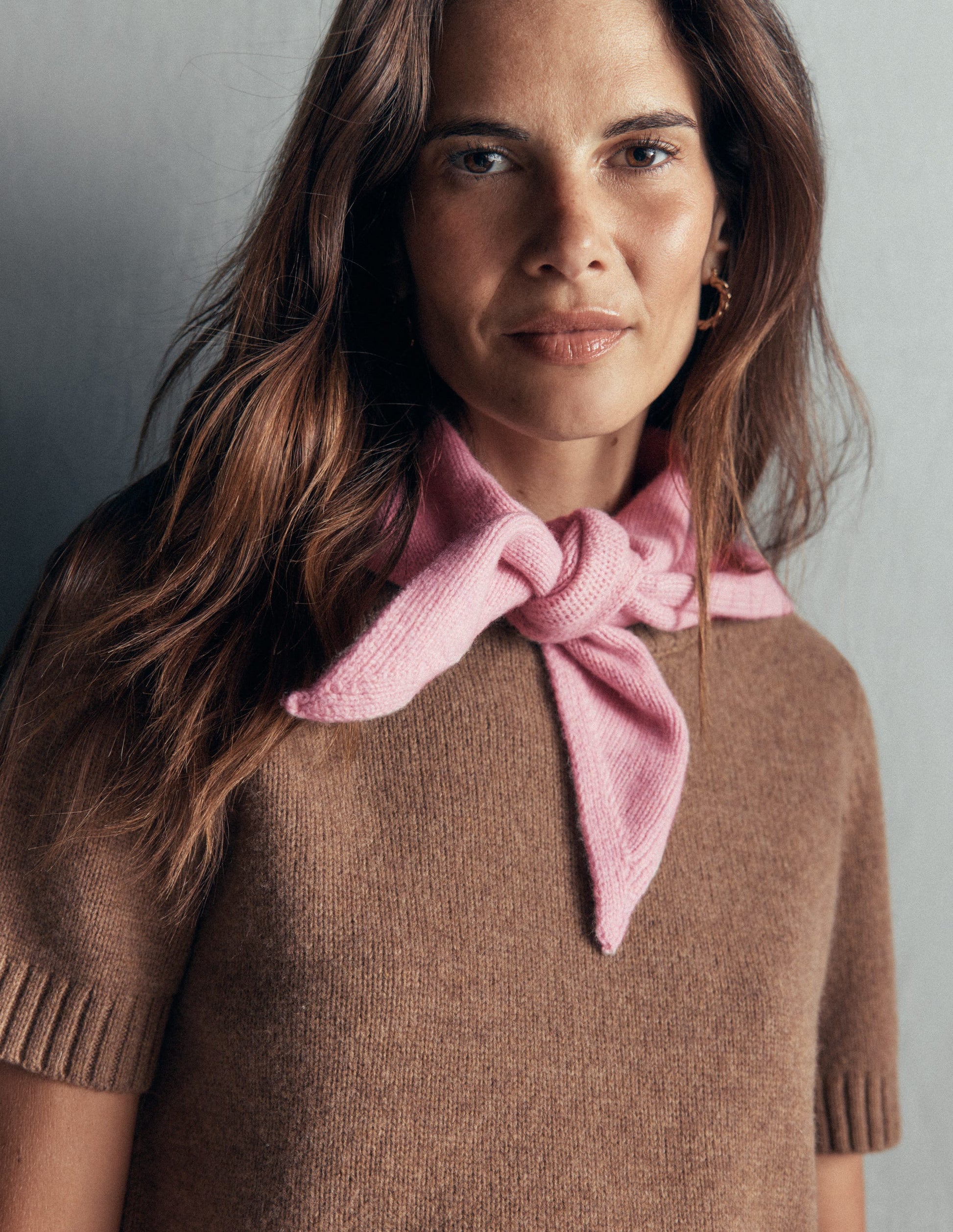 Merino Knitted Neckerchief-Blush Pink-2