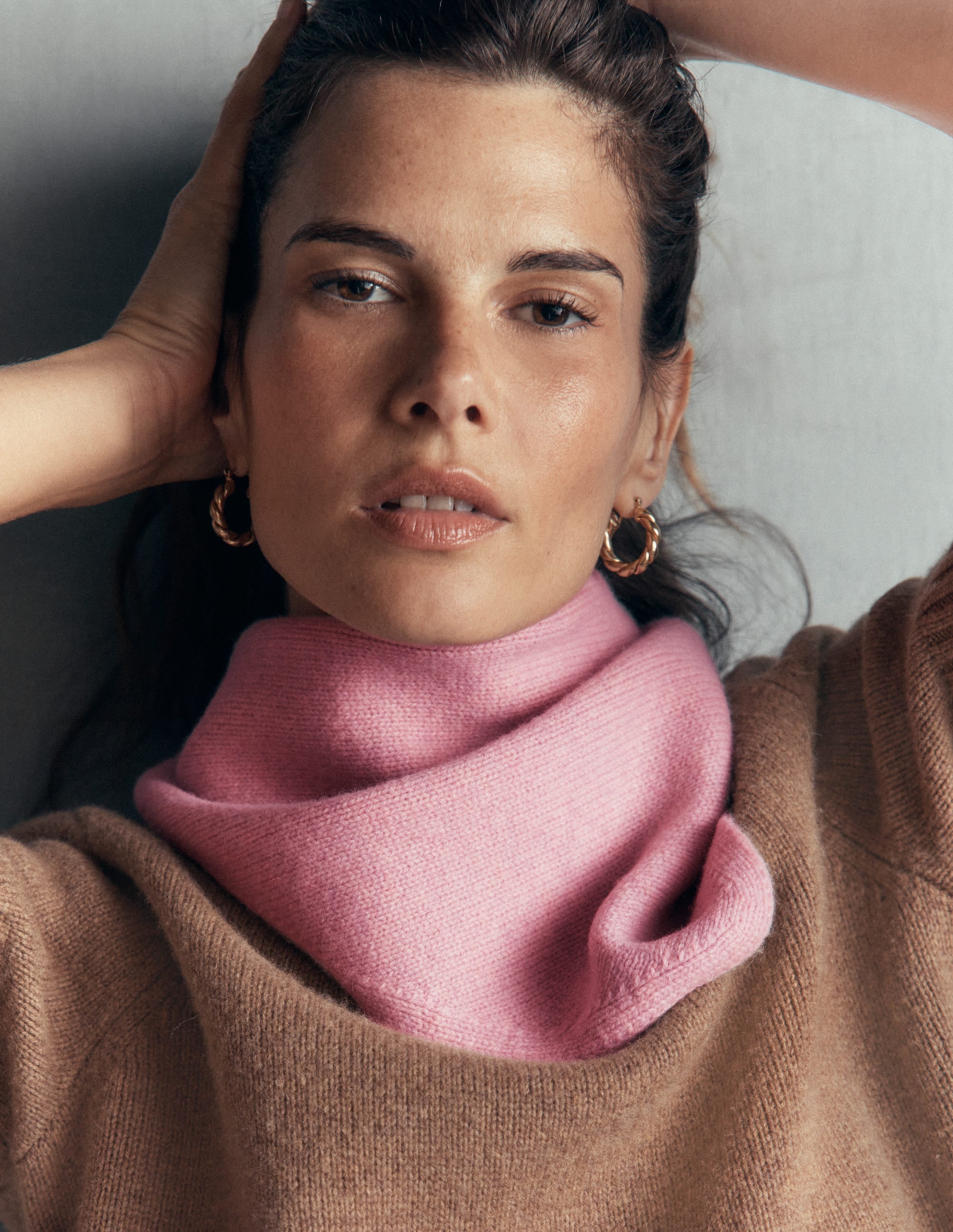 Merino Knitted Neckerchief-Blush Pink - Image 3