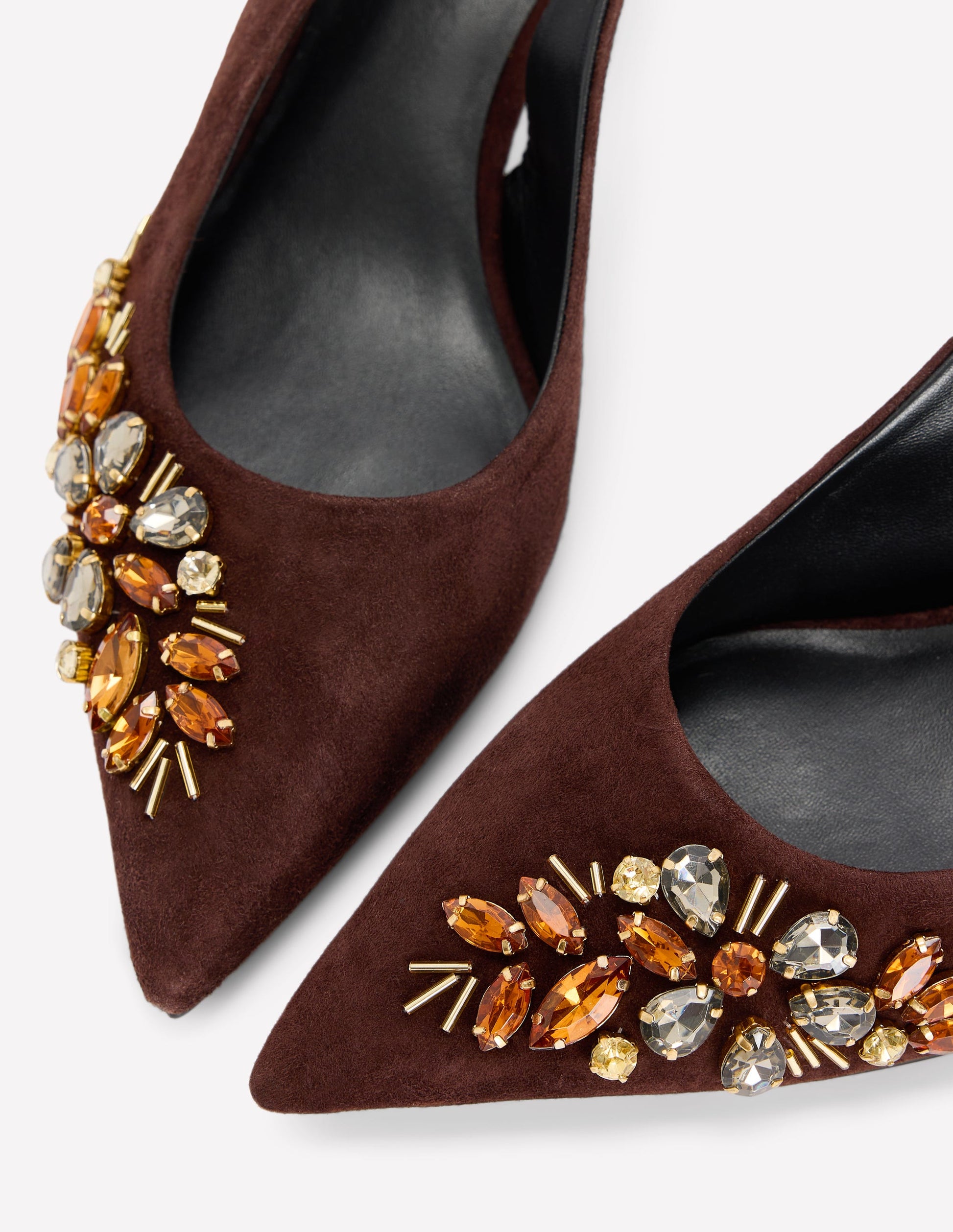 Hope Pointed Slingback Heels-Bitter Choc Embellished-5