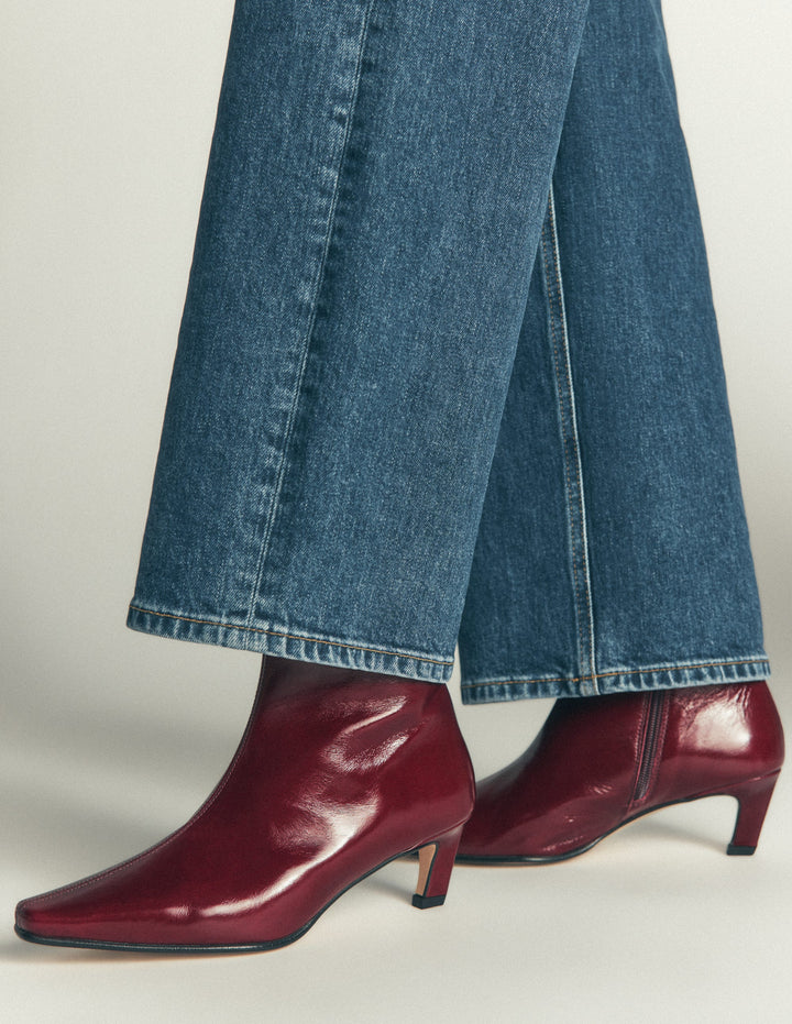 Chisel Toe Ankle Boots-Oxblood
