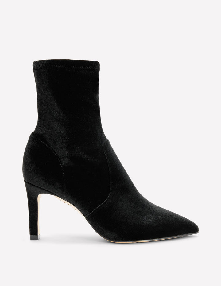 Stretch Velvet Ankle Boots-Black Velvet
