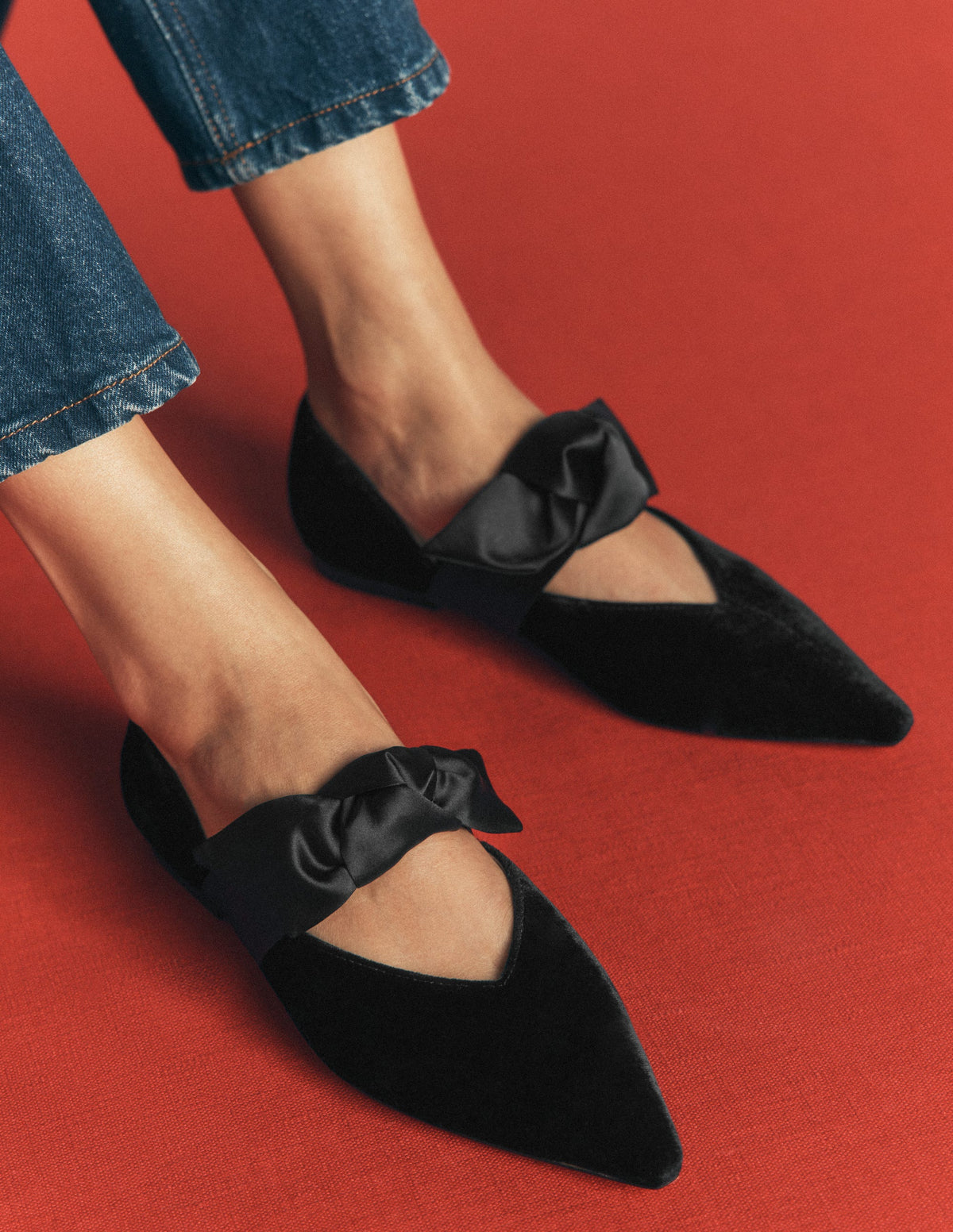 Bow Two Part Flats-Black-2