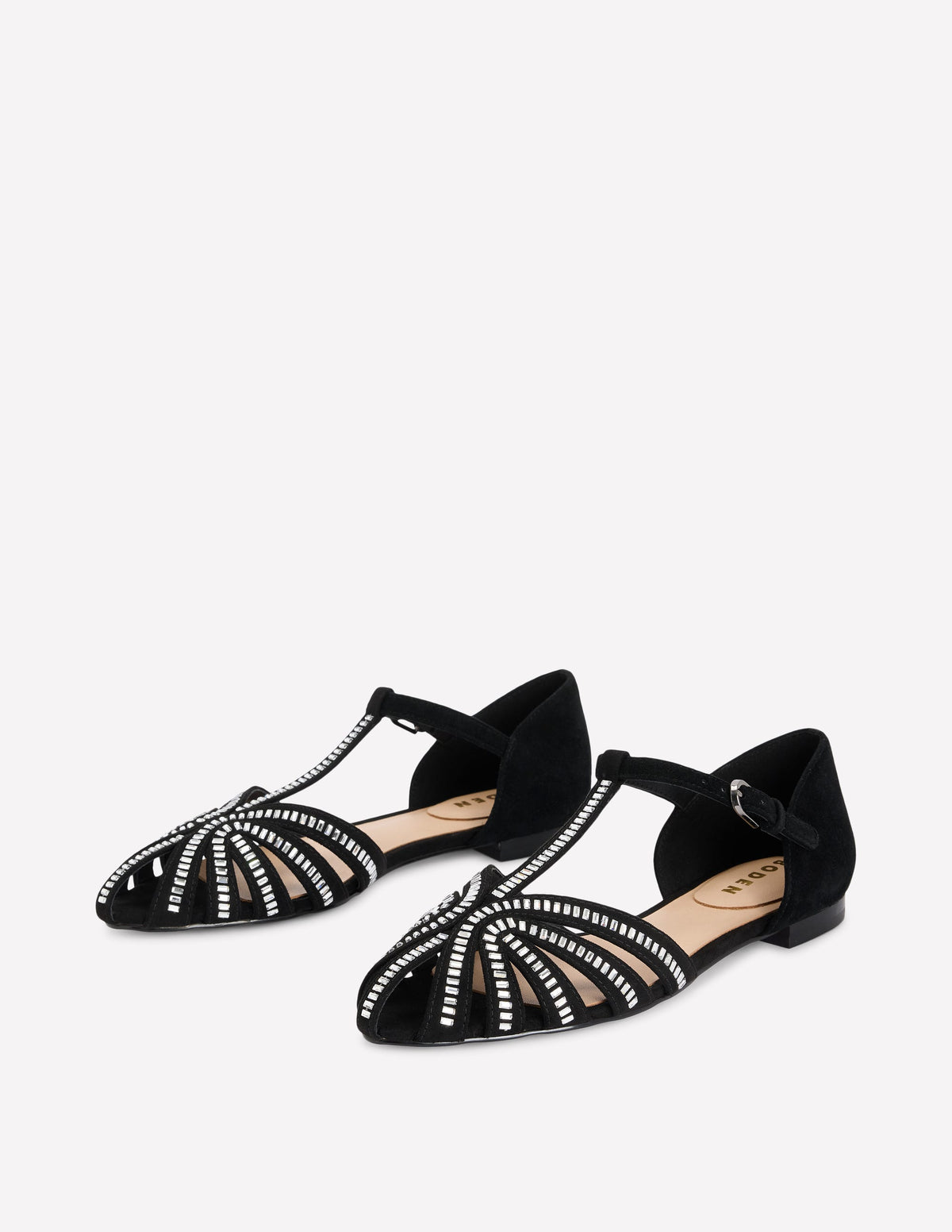 Embellished Cage Flats-Black-4