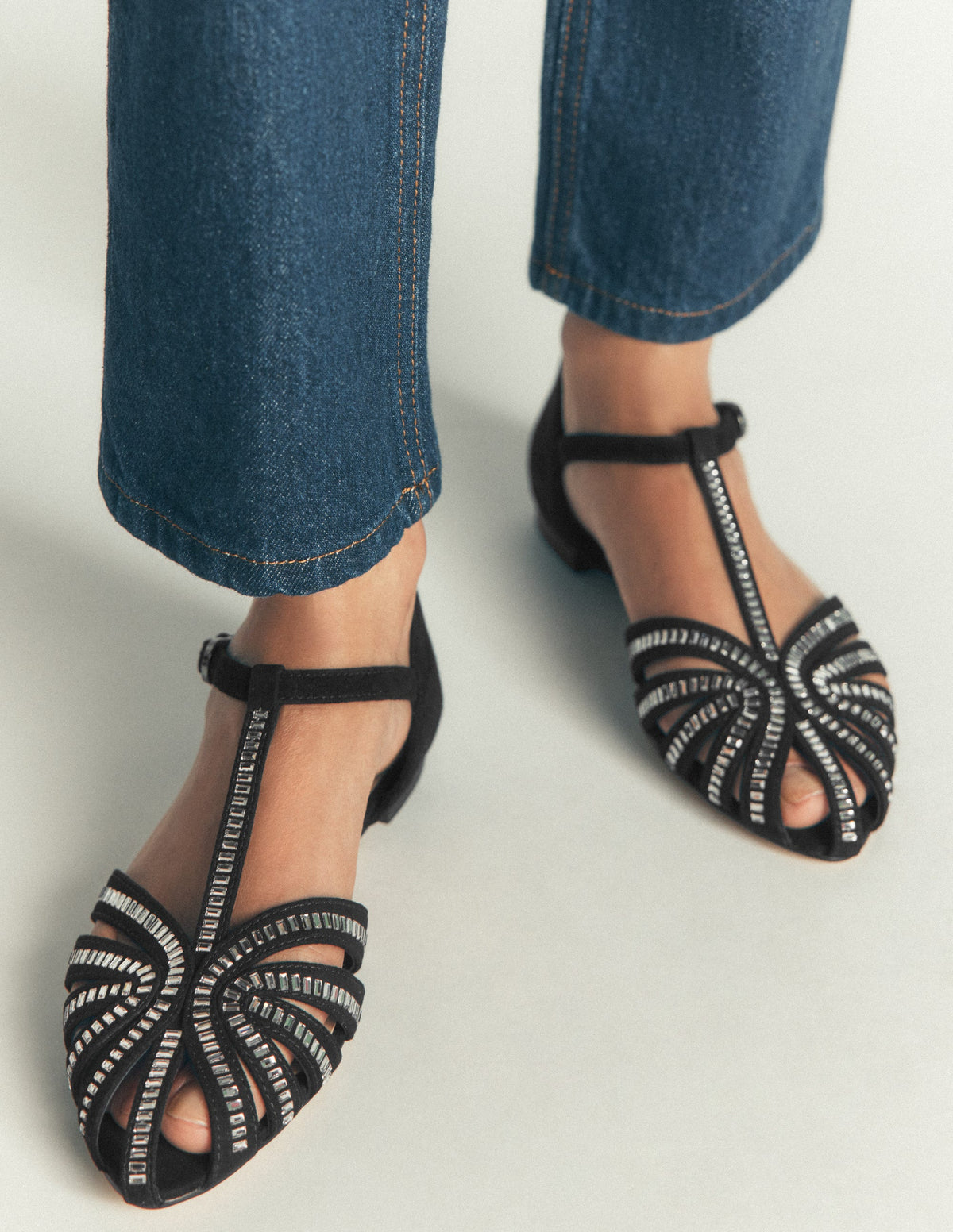 Embellished Cage Flats-Black-3