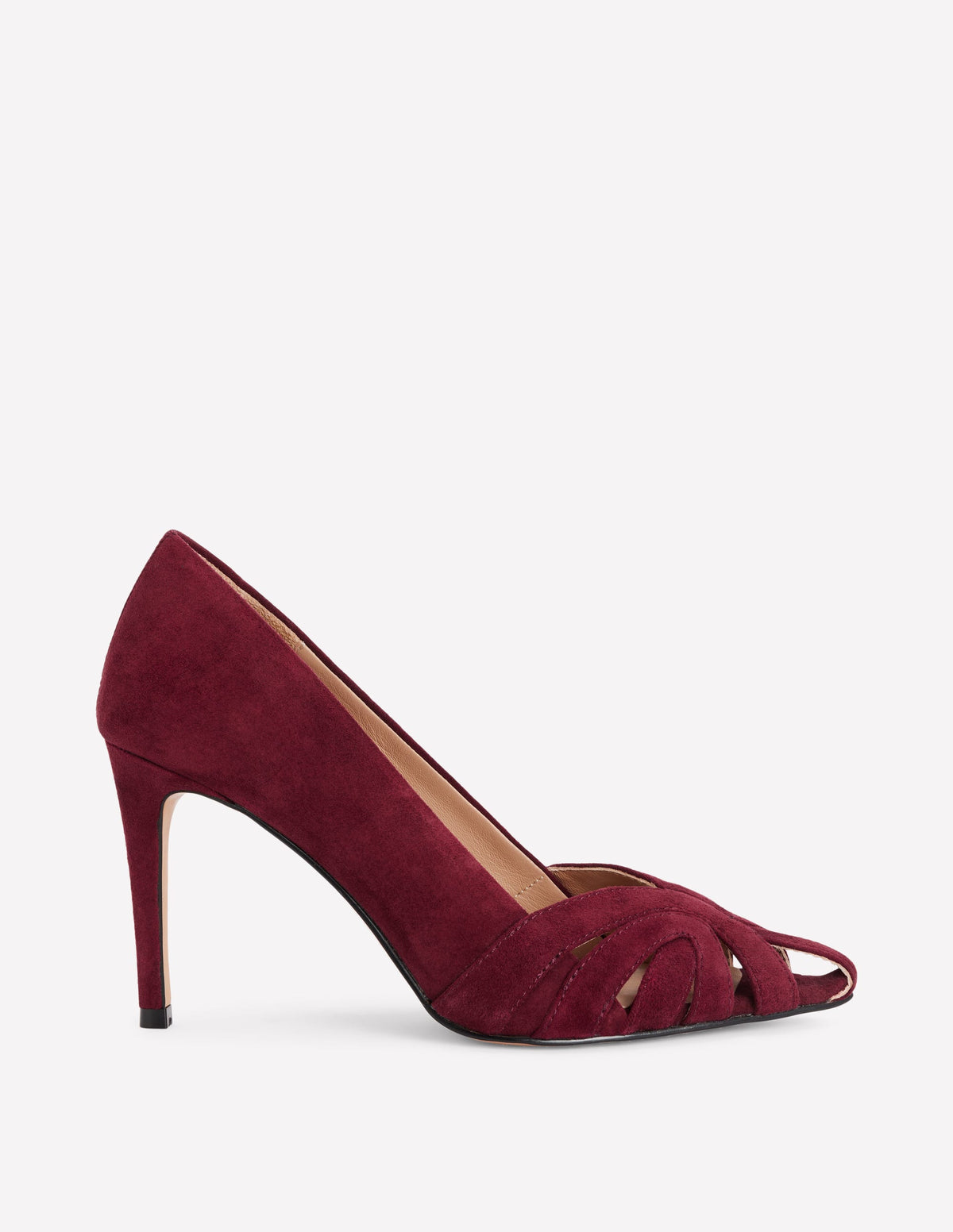 Caged Court Shoes-Deep Burgundy-1