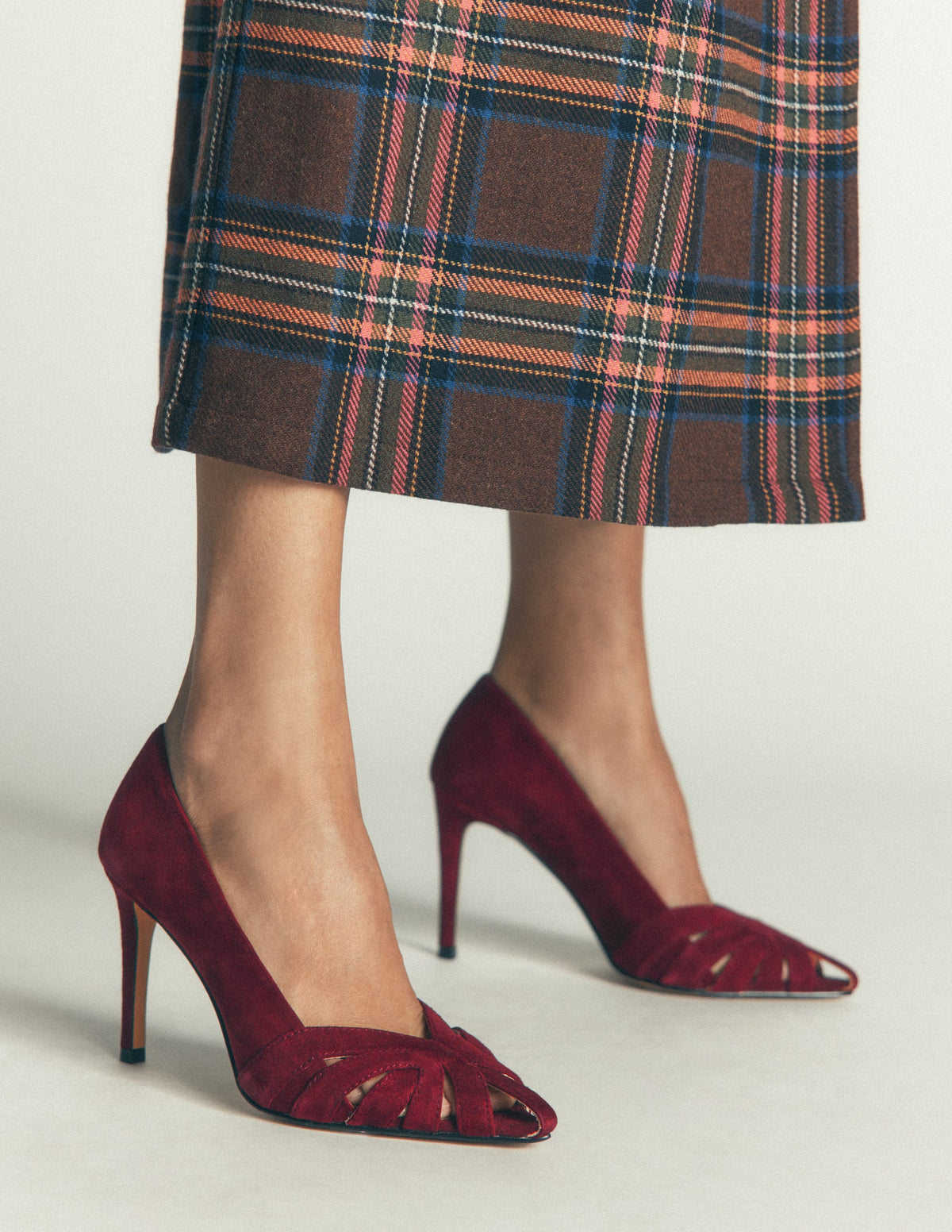 Caged Court Shoes-Deep Burgundy - Image 2