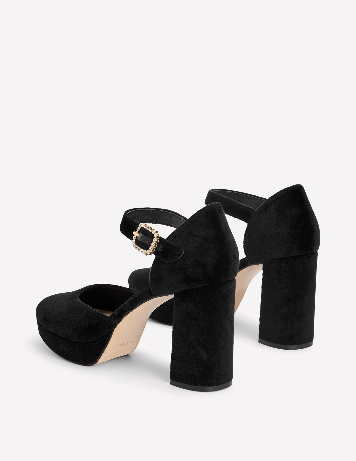 Jewelled Buckle Platform Heels-Black-5