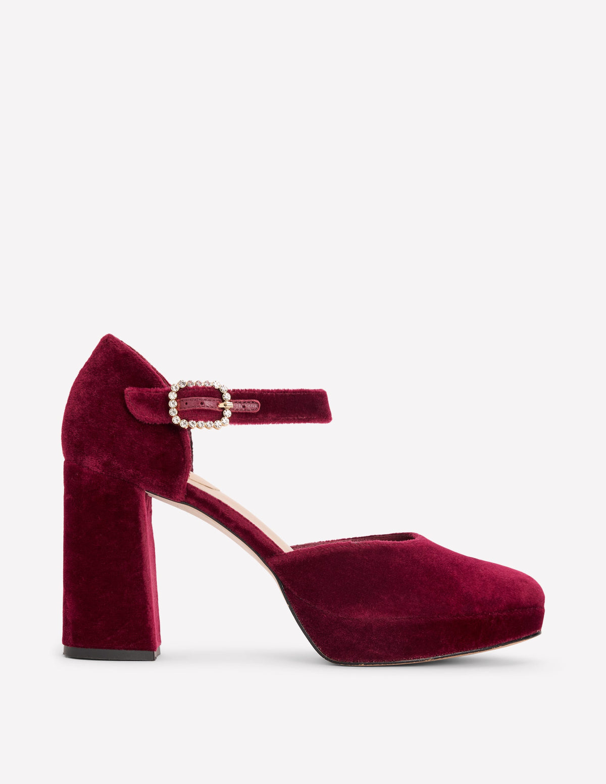 Jewelled Buckle Platform Heels-Dark Cherry-1