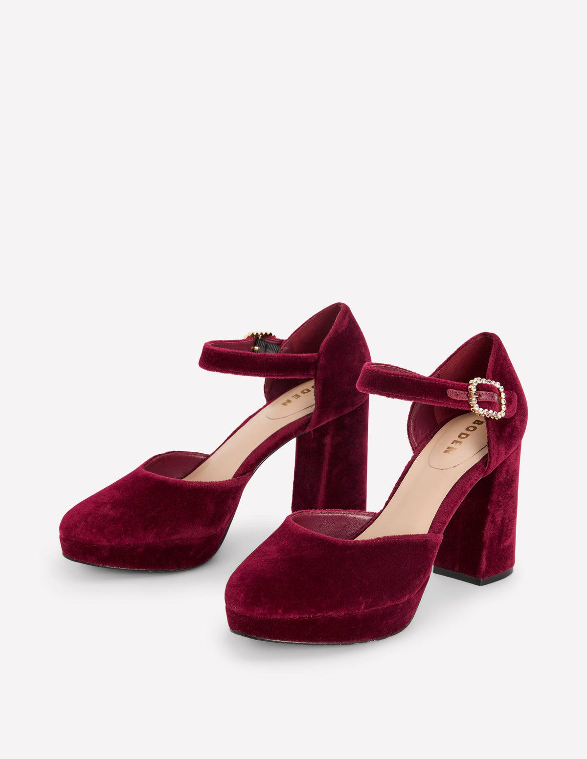 Jewelled Buckle Platform Heels-Dark Cherry-3