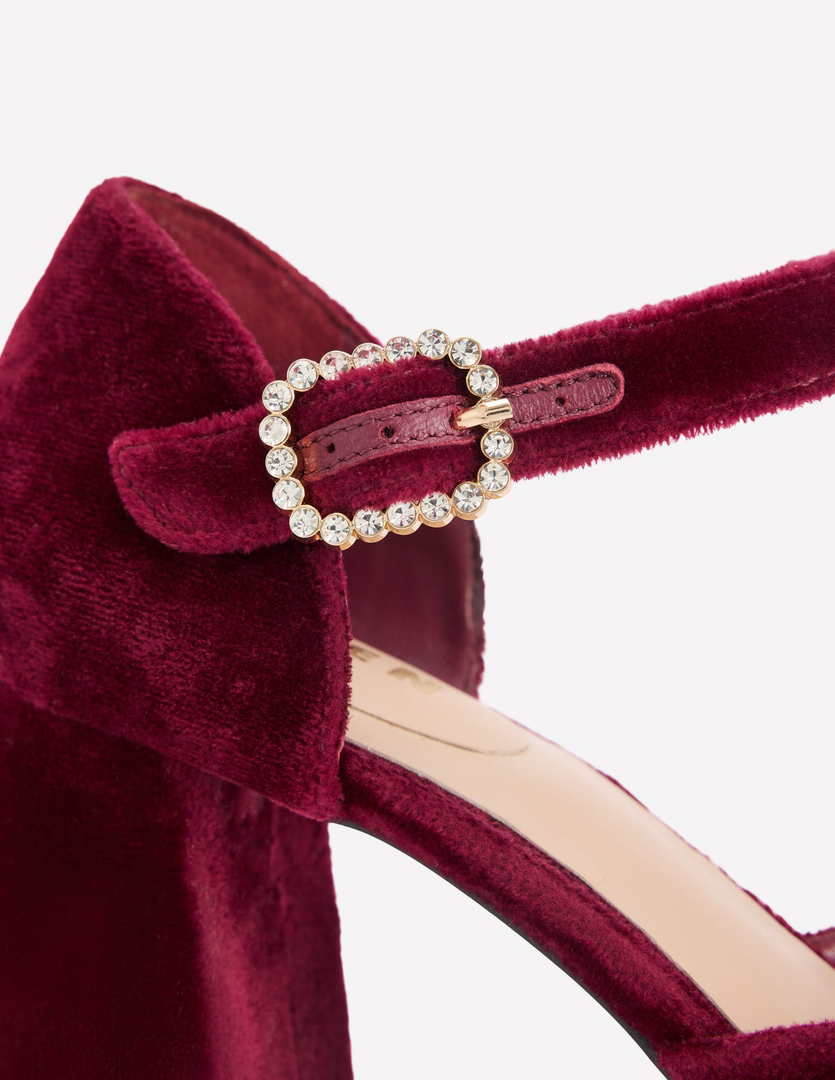 Jewelled Buckle Platform Heels-Dark Cherry-4