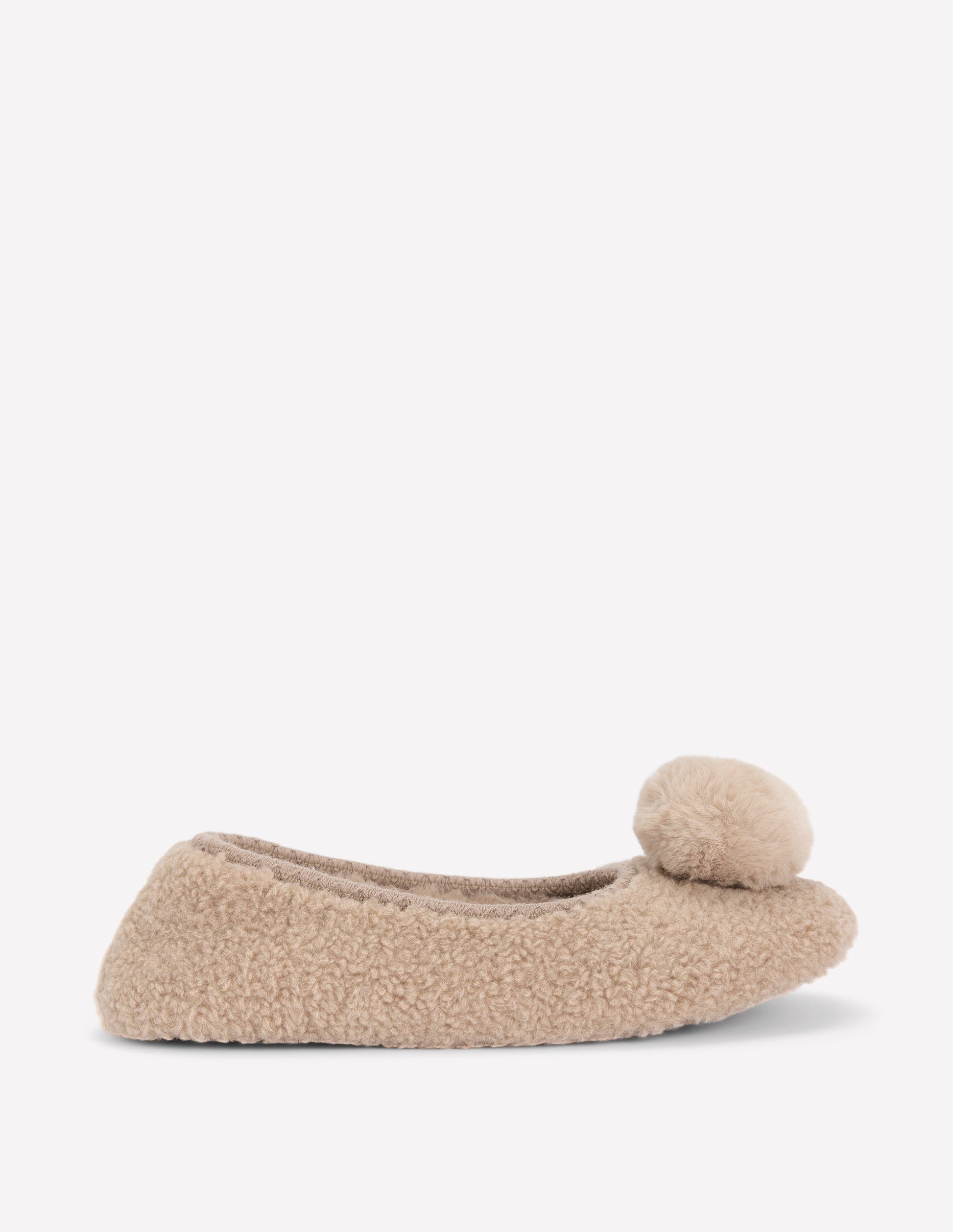 Borg Pompom Slippers-Natural-1