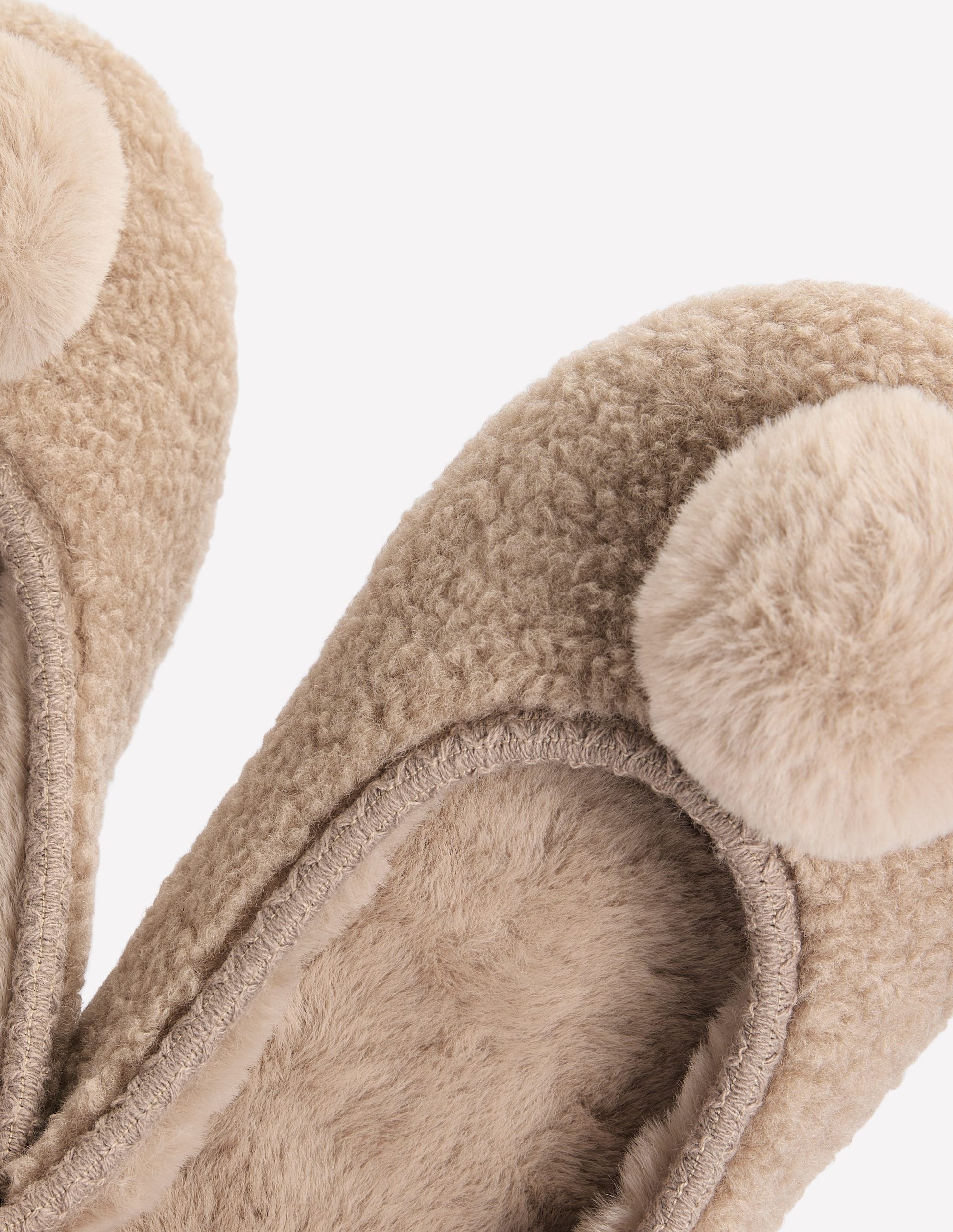 Borg Pompom Slippers-Natural-4