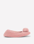 Borg Pompom Slippers-Pink