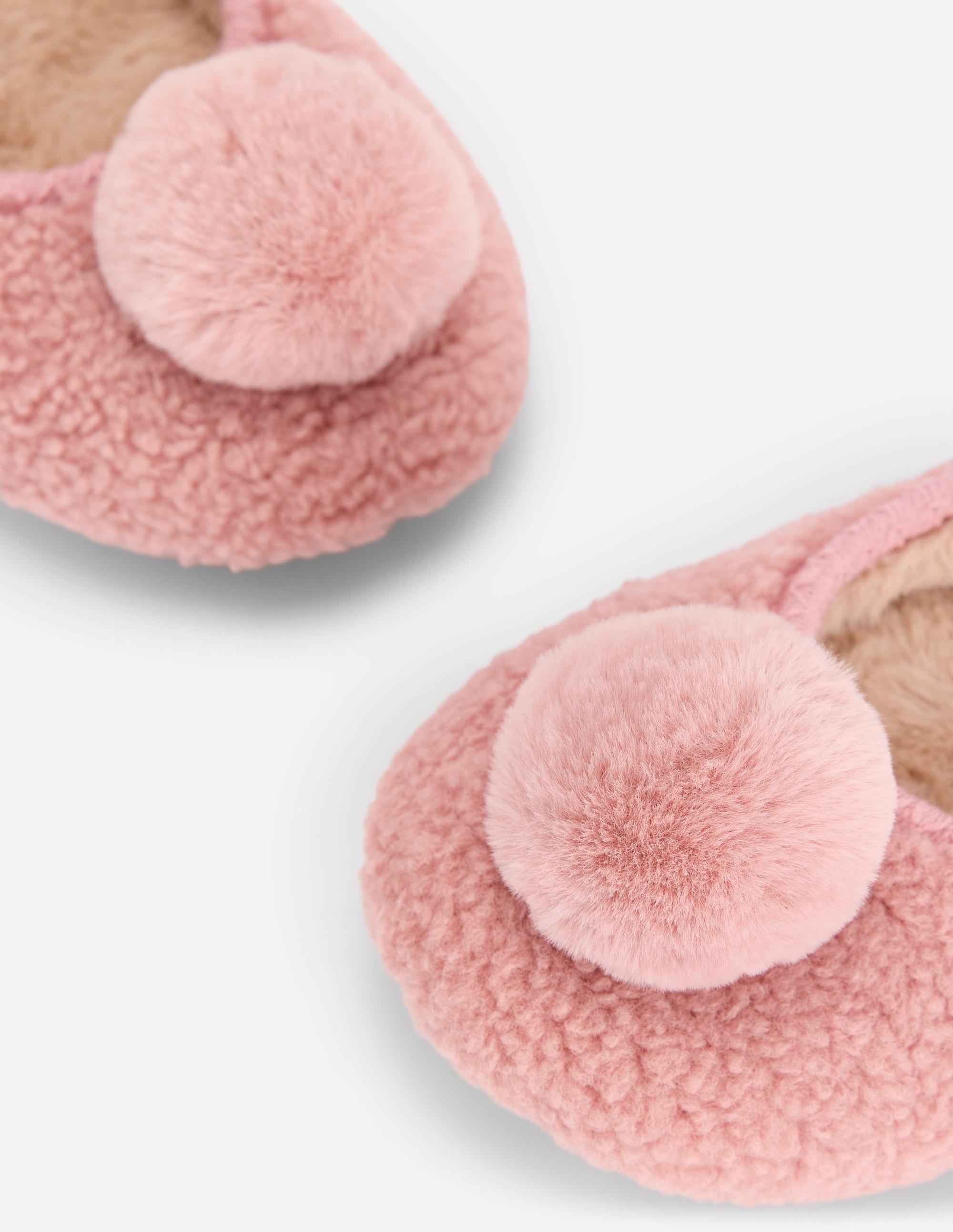 Borg Pompom Slippers-Pink - Image 4