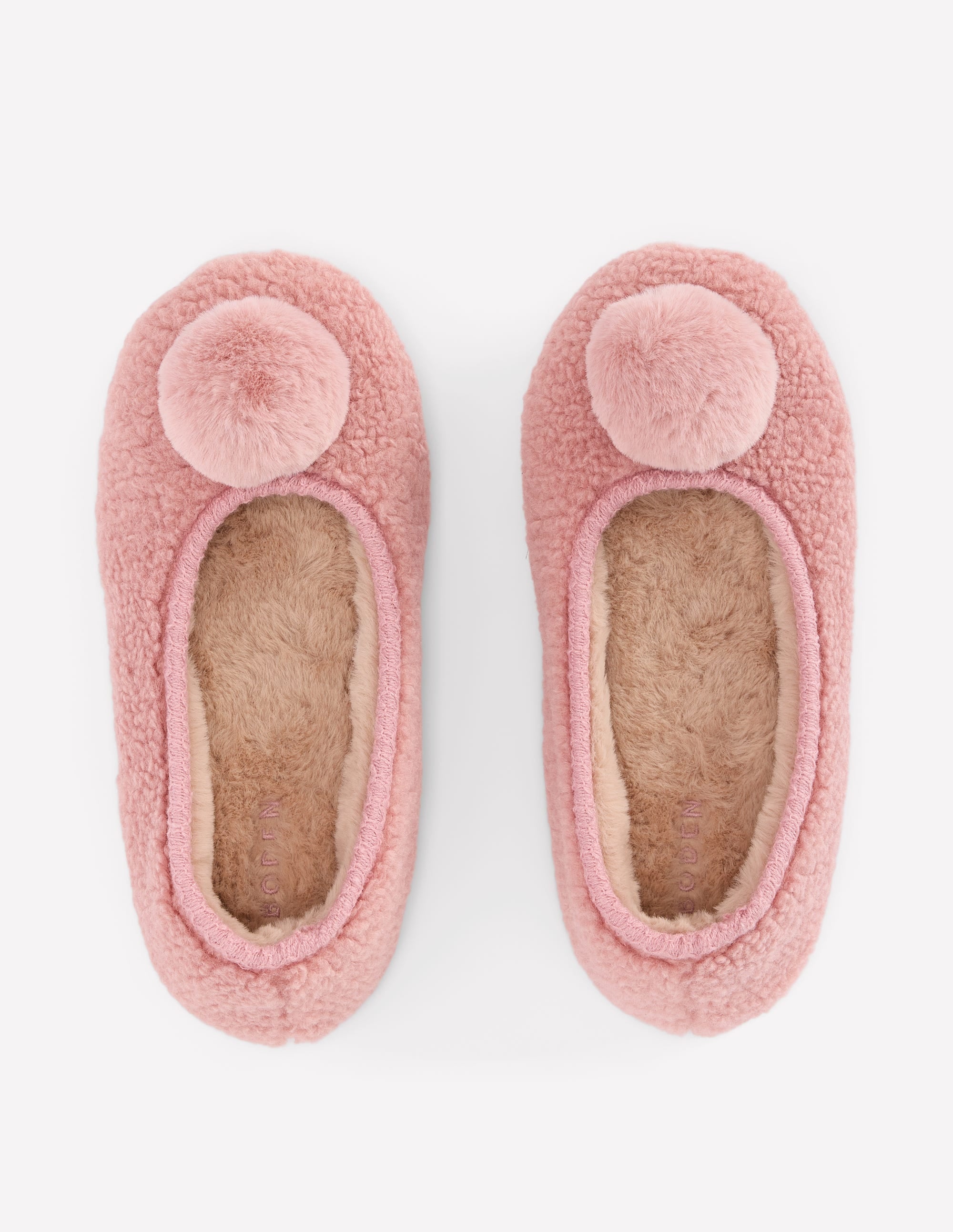 Borg Pompom Slippers-Pink - Image 5