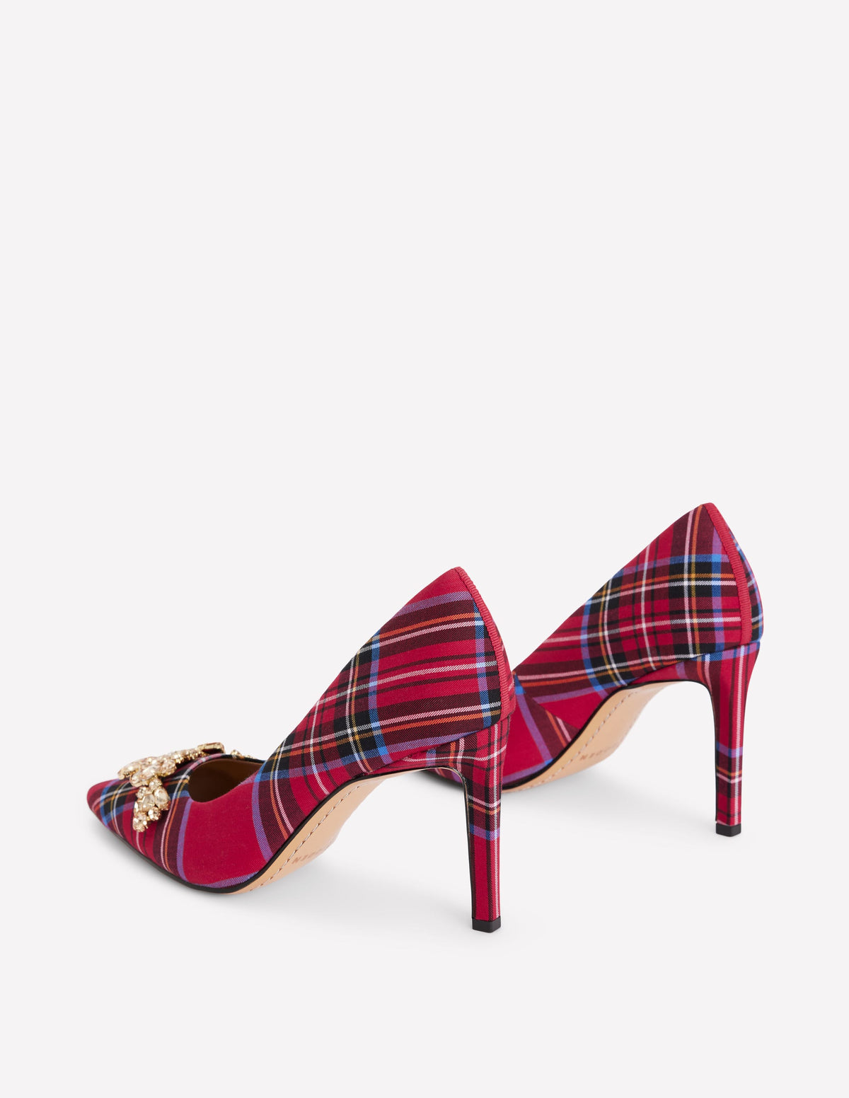 Embellished Court Shoes-Red Tartan - Image 5