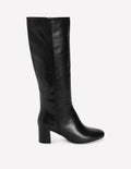 Seam Detail Knee Boots-Black