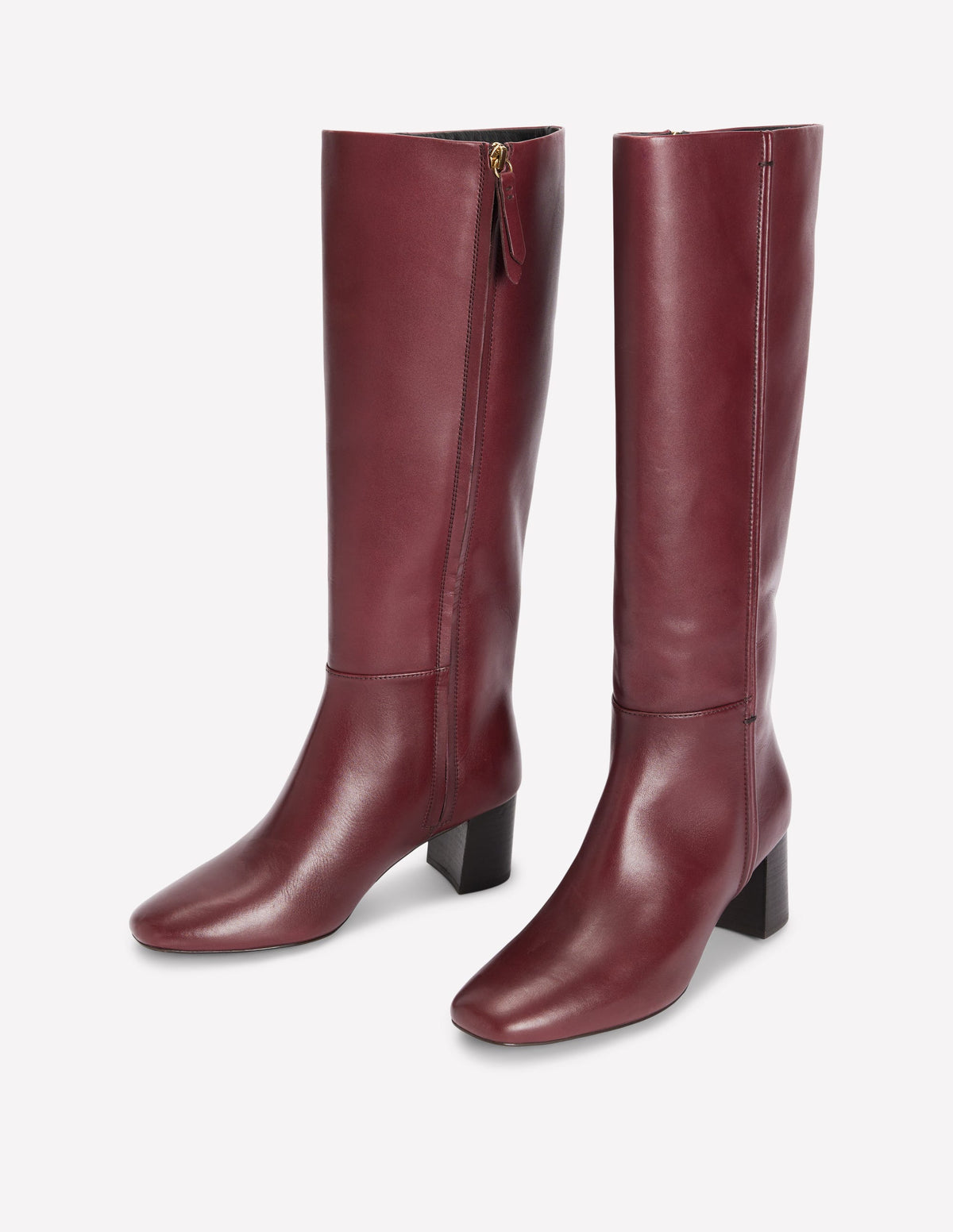 Seam Detail Knee Boots-Dark Burgundy-3