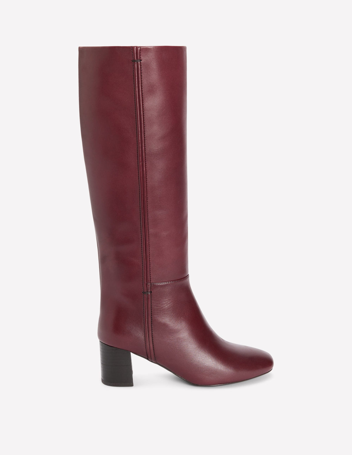 Seam Detail Knee Boots-Dark Burgundy-1