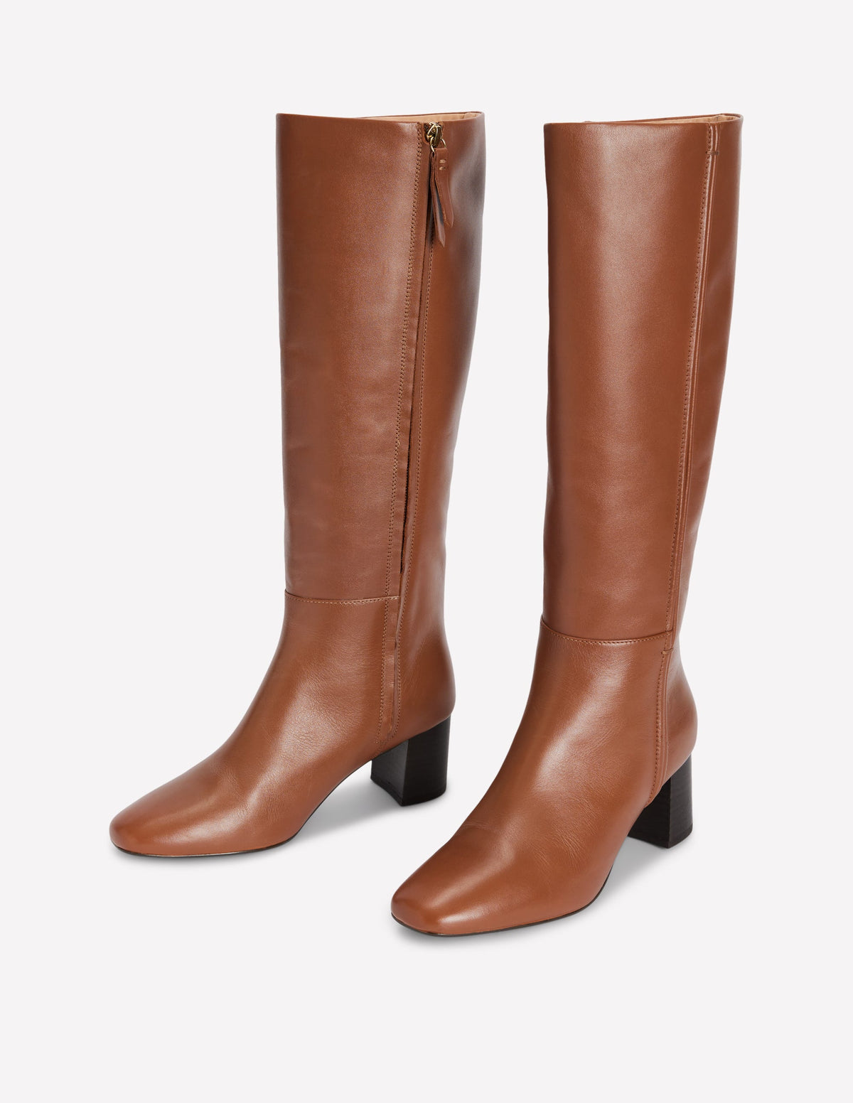 Seam Detail Knee Boots-Tan Leather-3