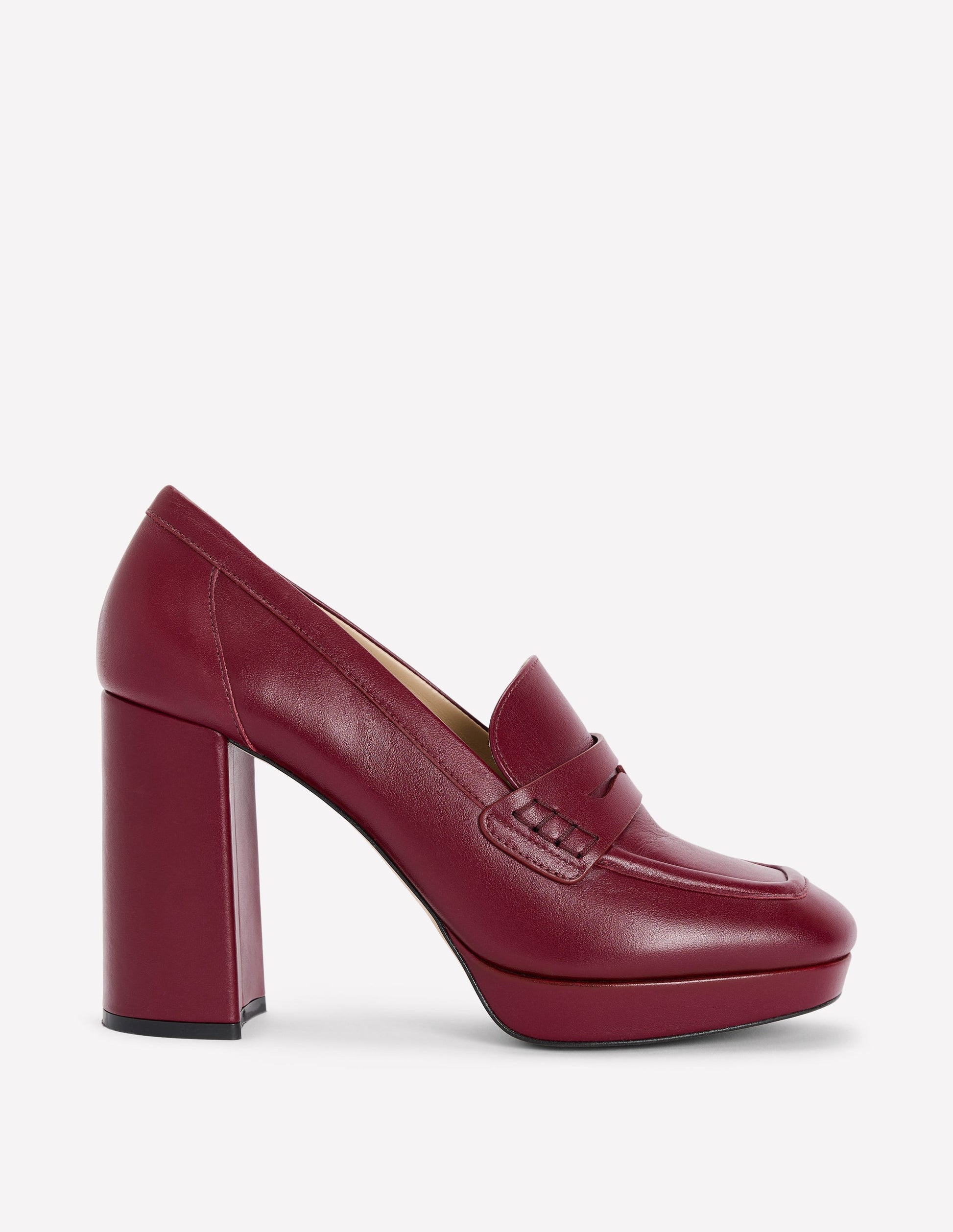Platform Heeled Loafers-Oxblood-1