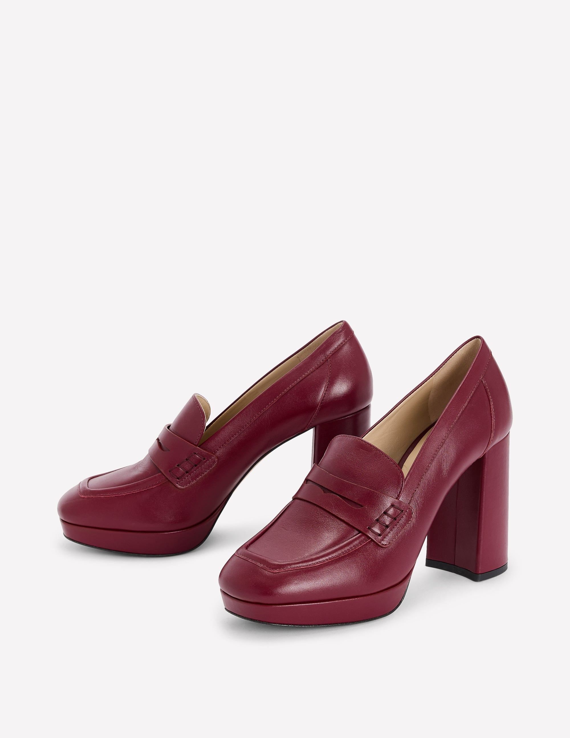 Platform Heeled Loafers-Oxblood - Image 3