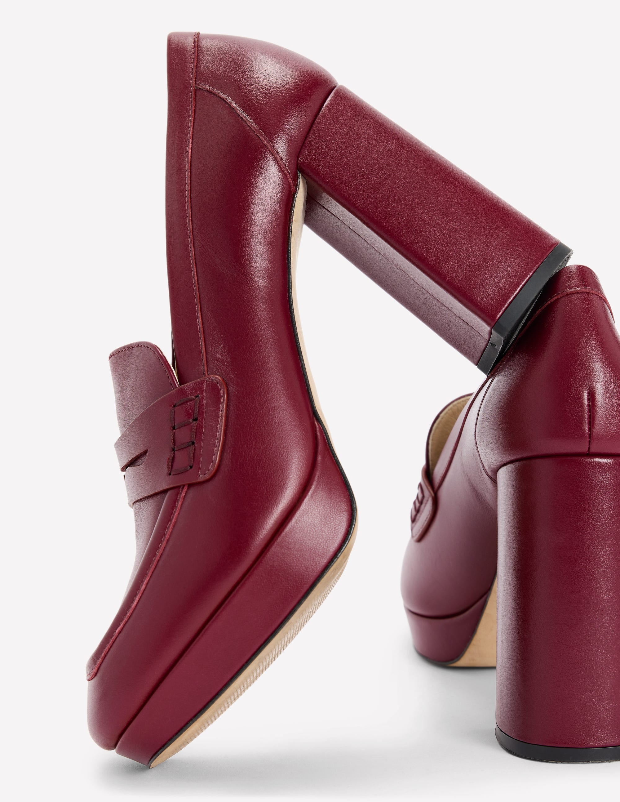 Platform Heeled Loafers-Oxblood - Image 4