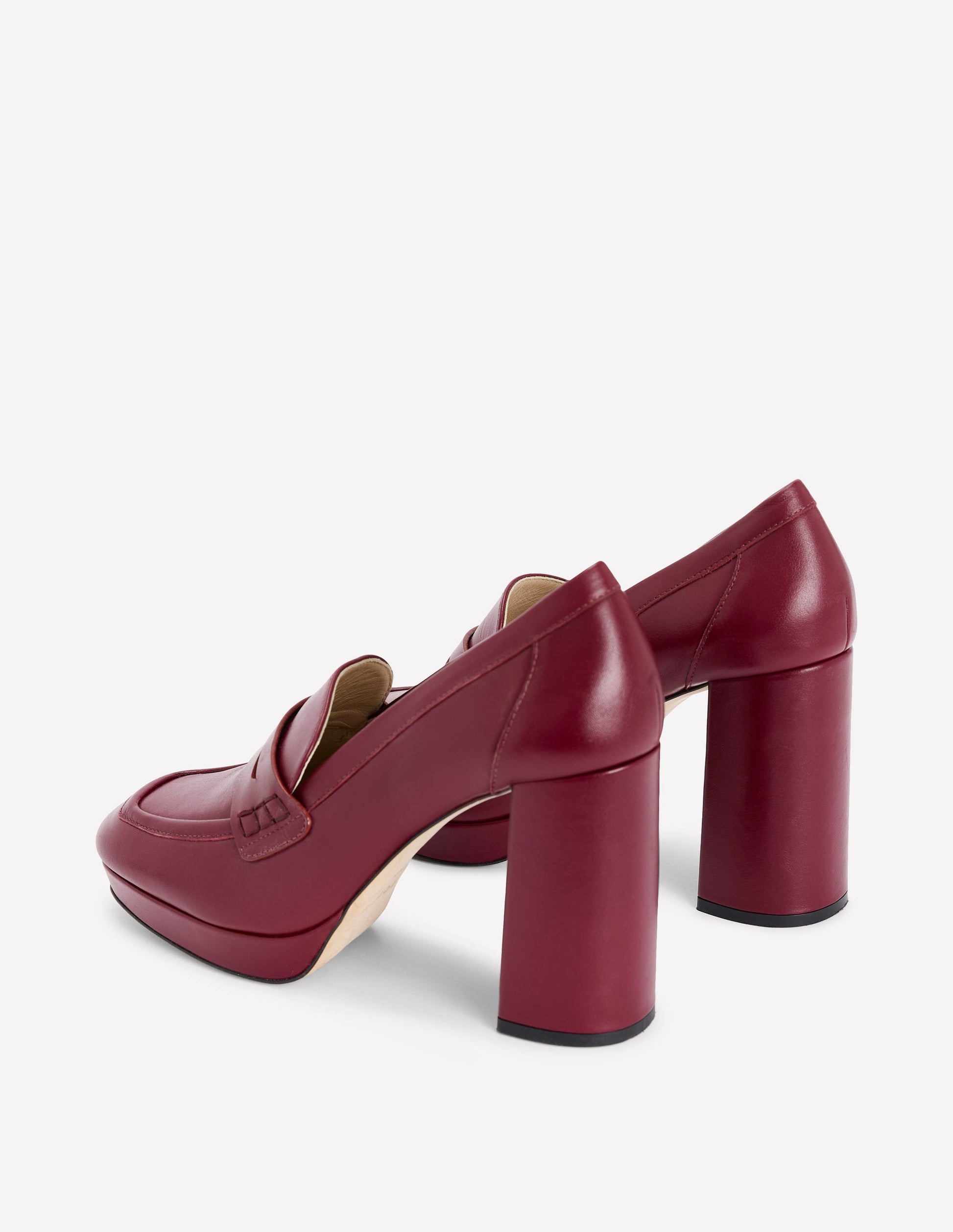 Platform Heeled Loafers-Oxblood-5