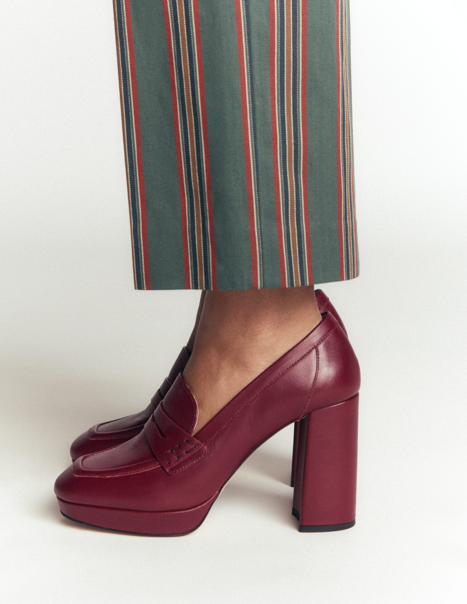 Platform Heeled Loafers-Oxblood-2