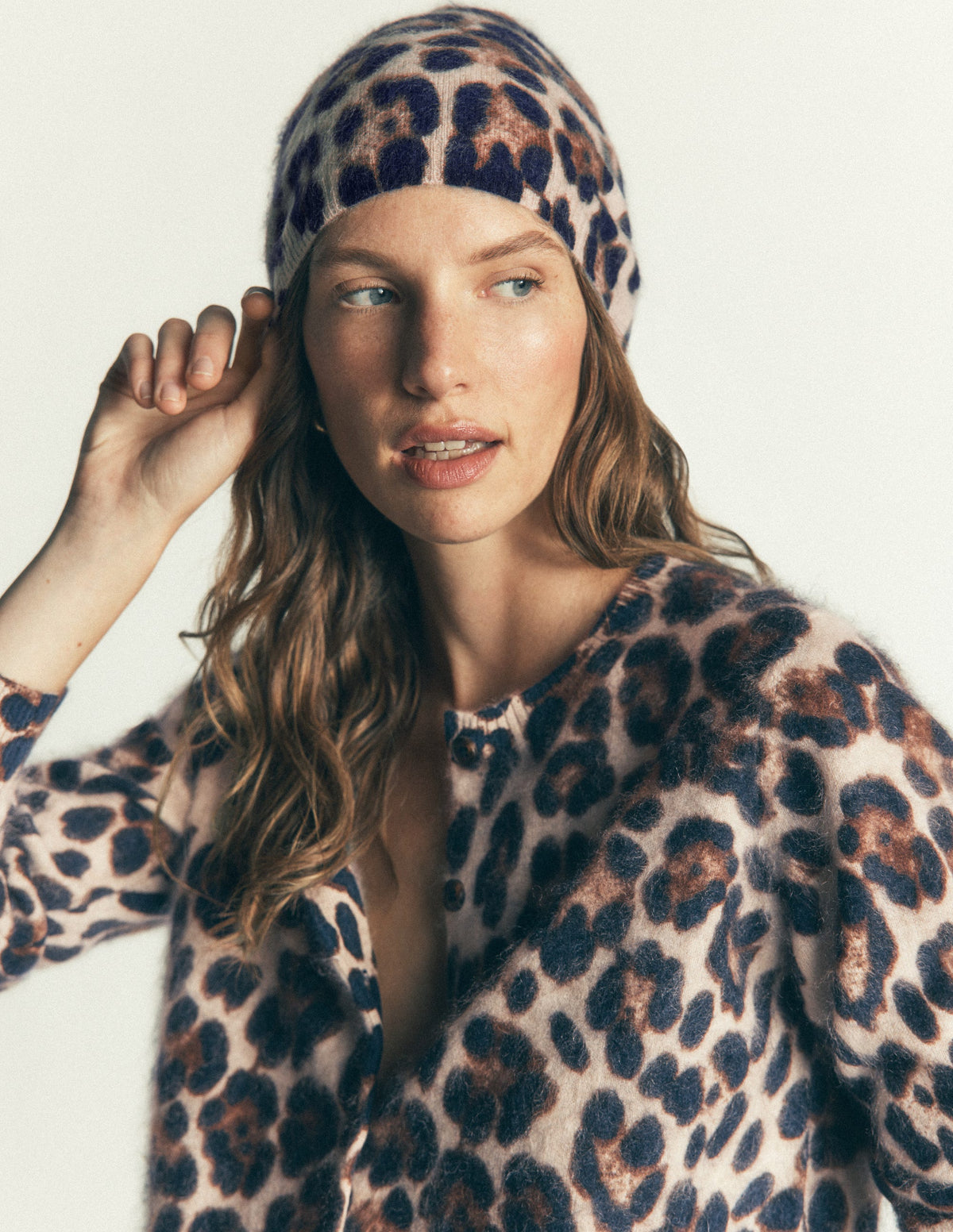 Brushed Cashmere Beanie-Leopard-2
