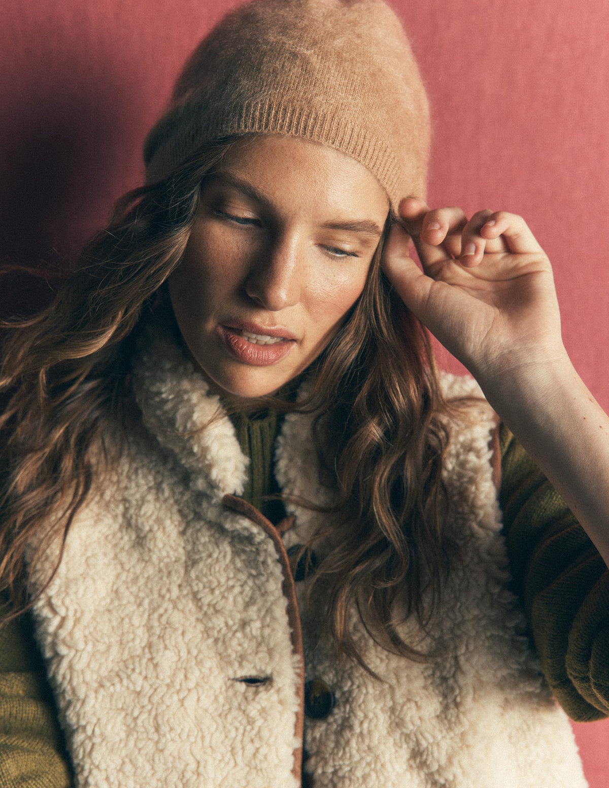 Brushed Cashmere Beanie-Camel - Image 2