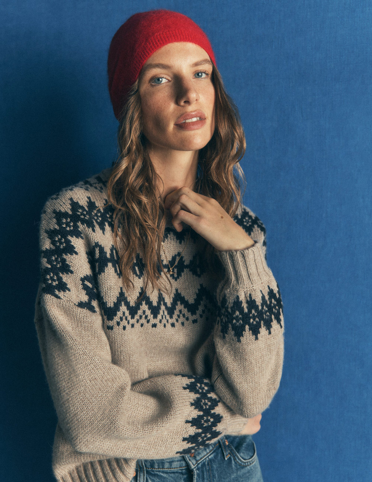 Brushed Cashmere Beanie-Poppy Red - Image 2