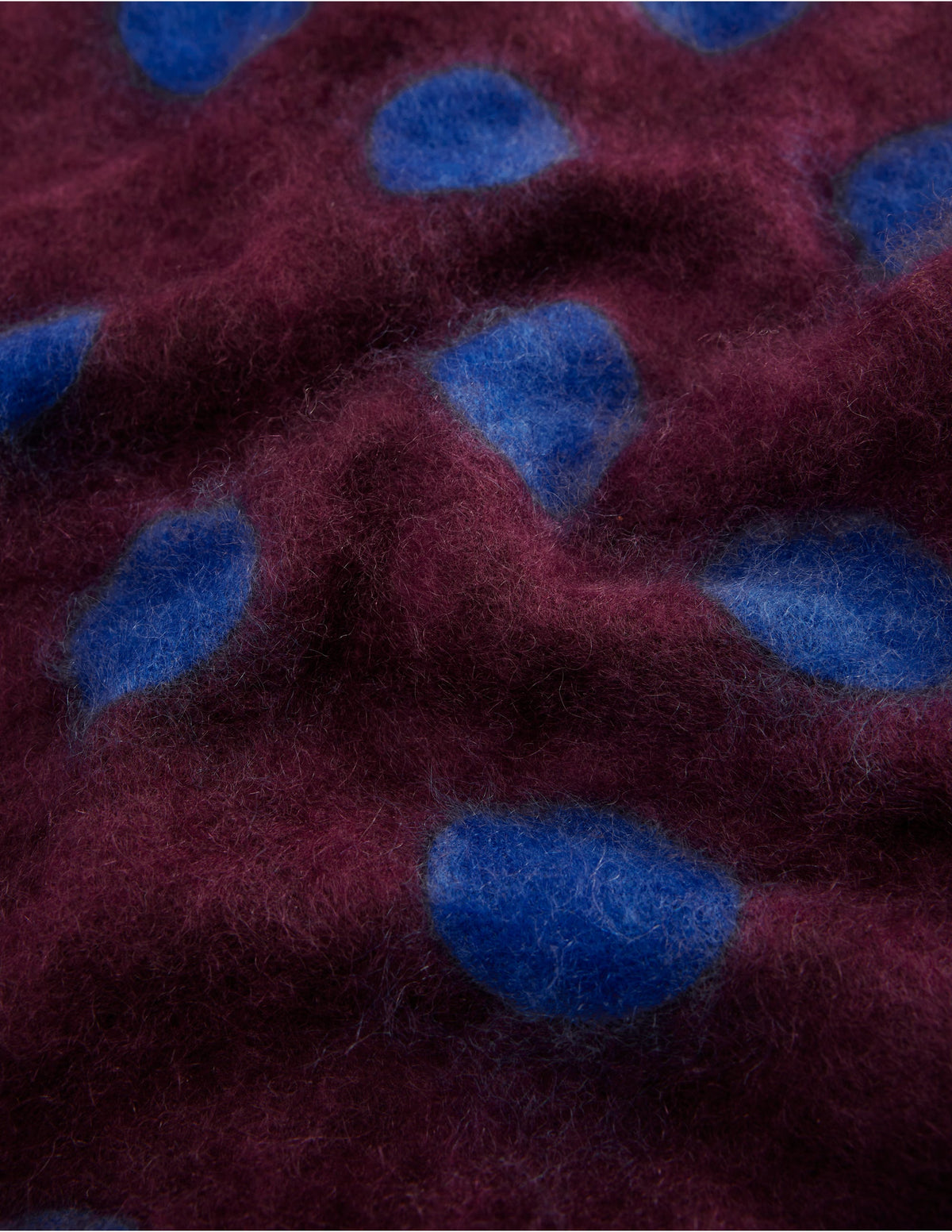 Brushed Cashmere Snood-Dark Cherry, Blue Spot-3