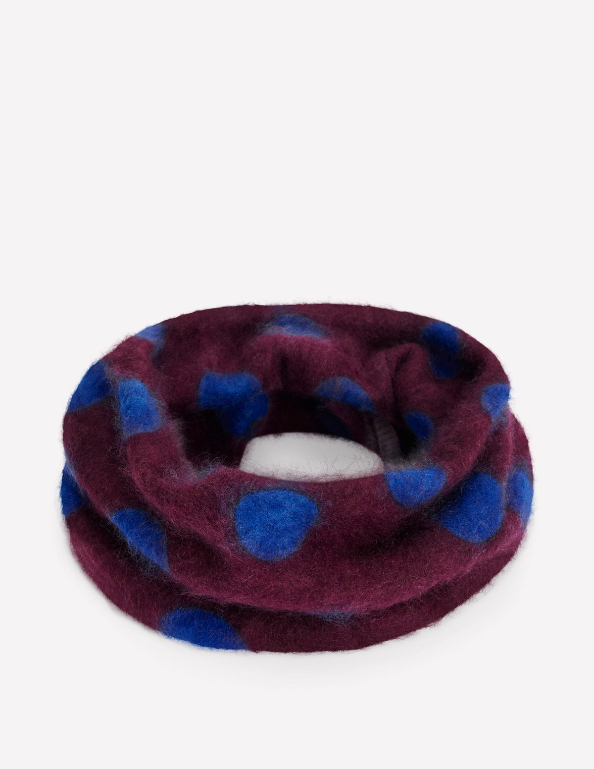 Brushed Cashmere Snood-Dark Cherry, Blue Spot-4