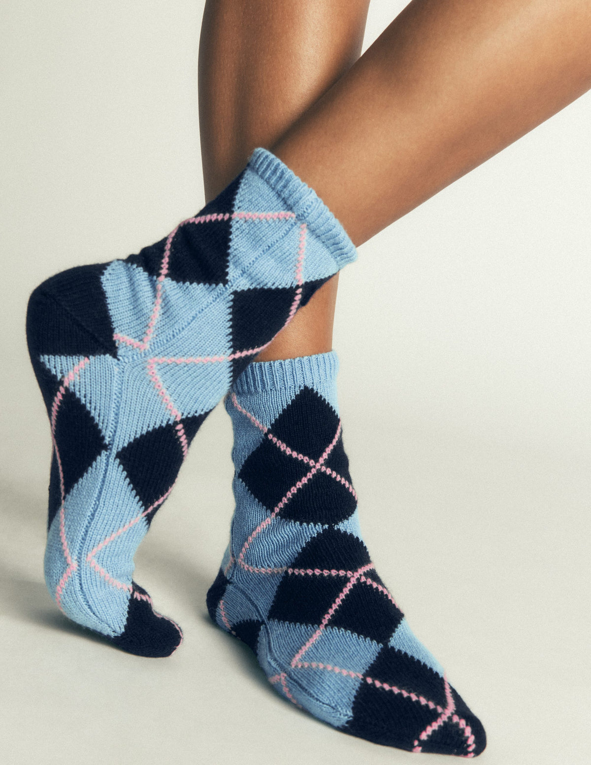 Cosy Knit Socks-Argyle-1