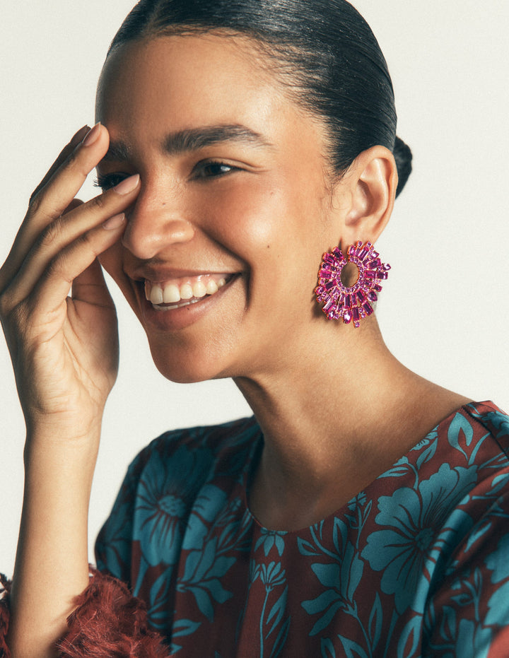 Jewel Garland Earrings-Pink