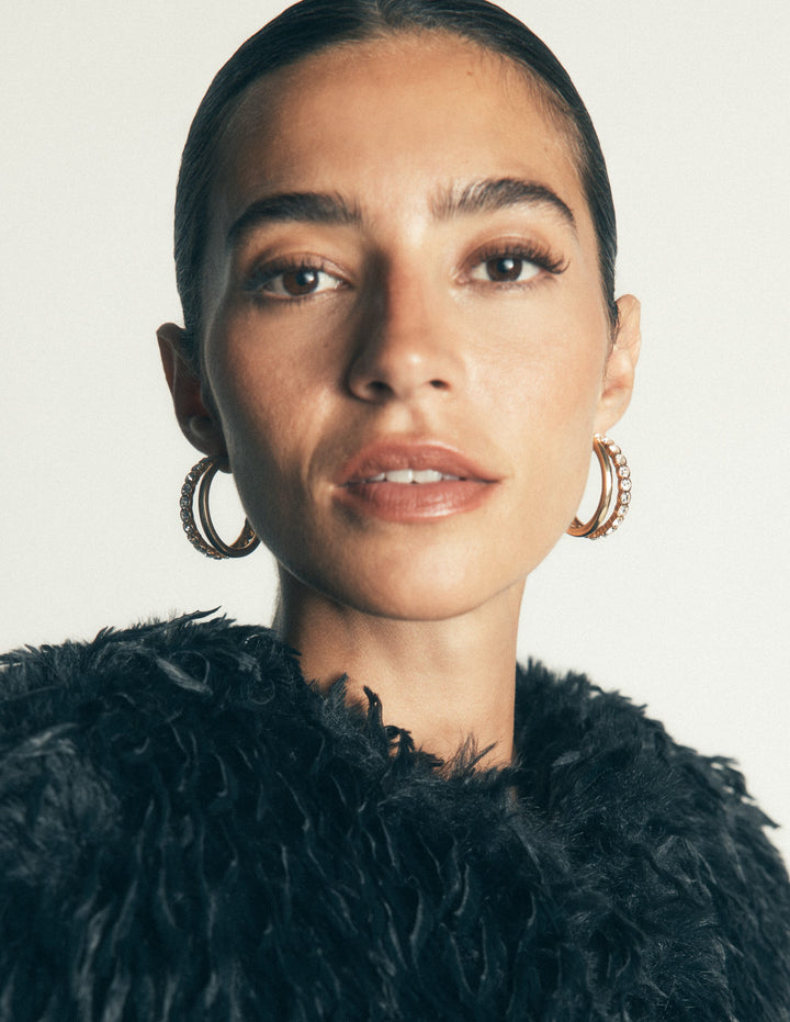 Large Jewel Hoops-Clear