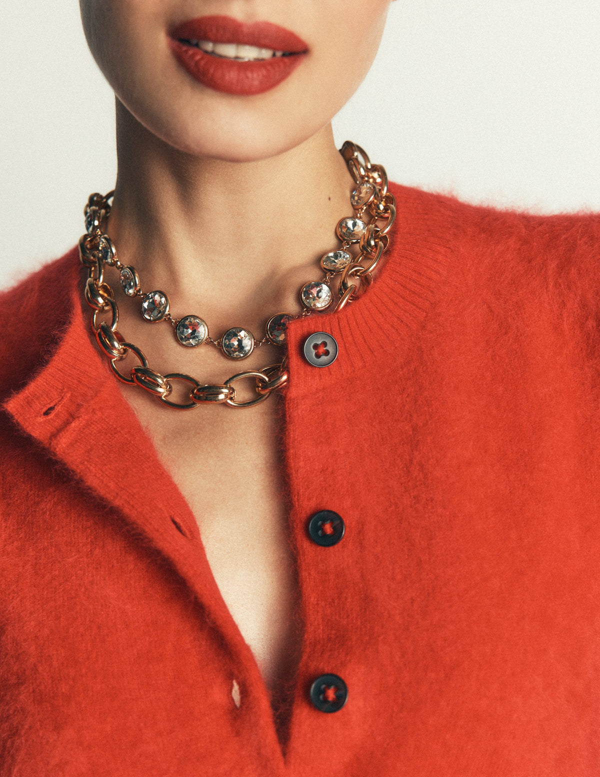 Metal Jewel Chunky Necklace-Gold - Image 2